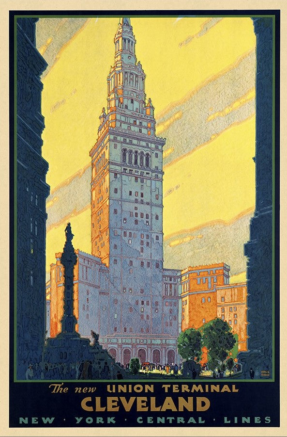 Cleveland Union Terminal Vintage Travel Unframed Print Wall Art - Home Decor