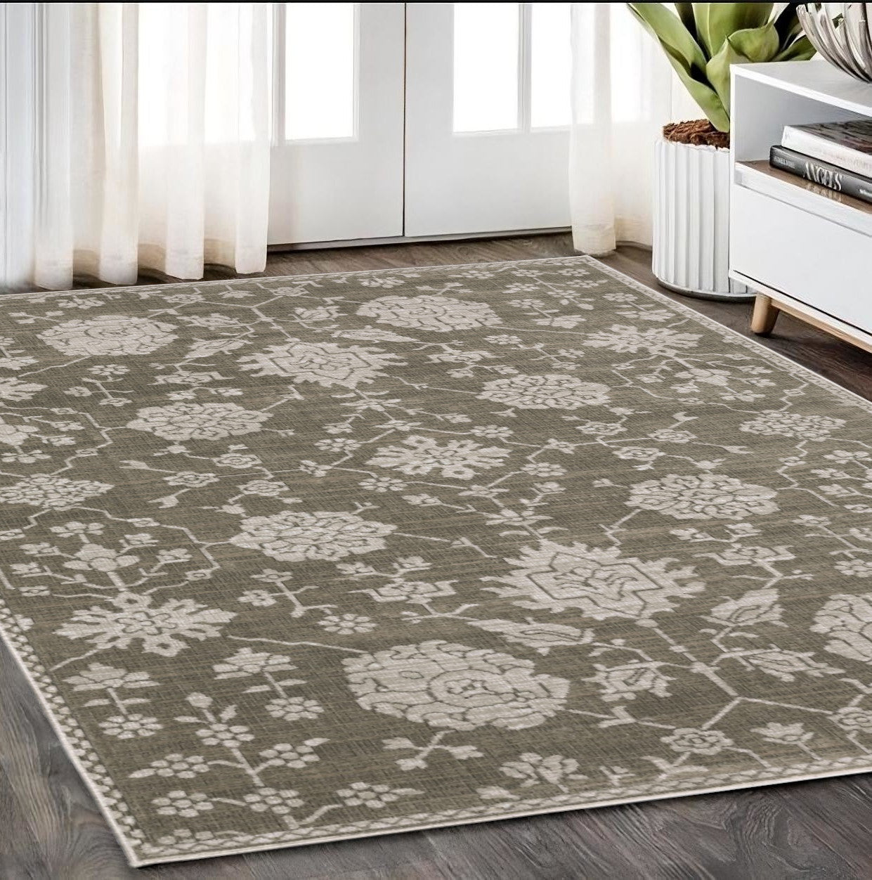 5' X 8' Gray And Light Gray Oriental Area Rug - Home & Garden