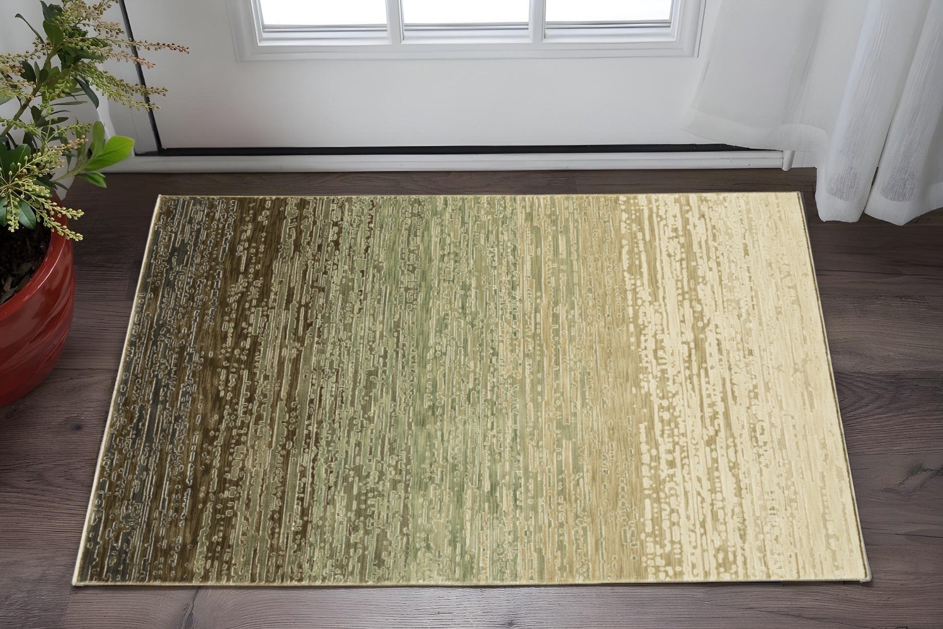 3' X 5' Brown And Green Abstract Area Rug - Home & Garden