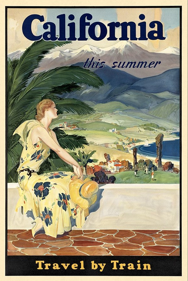 Vintage 1934 California Travel Unframed Print Wall Art - Home Decor