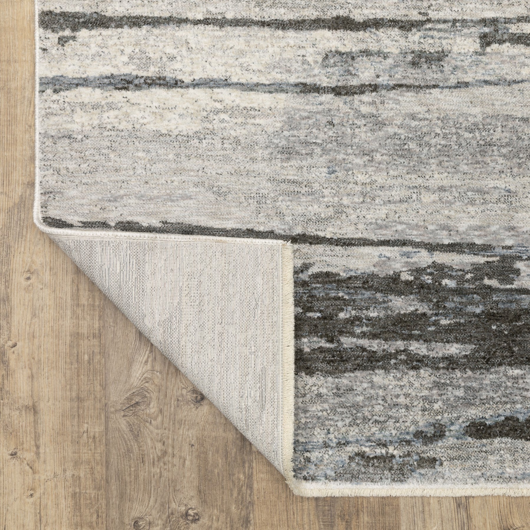 10' X 13' Gray And Ivory Abstract Area Rug With Fringe - Home & Garden