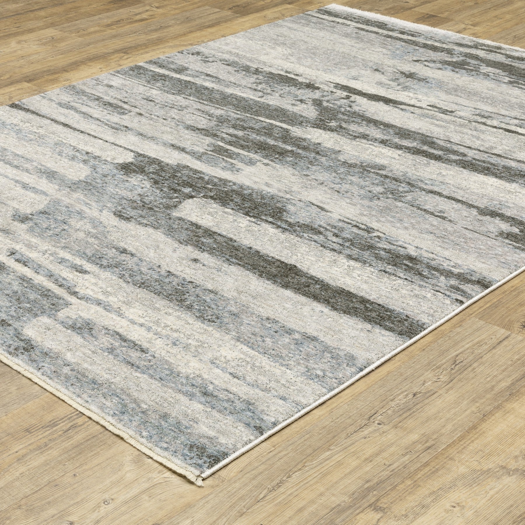10' X 13' Gray And Ivory Abstract Area Rug With Fringe - Home & Garden