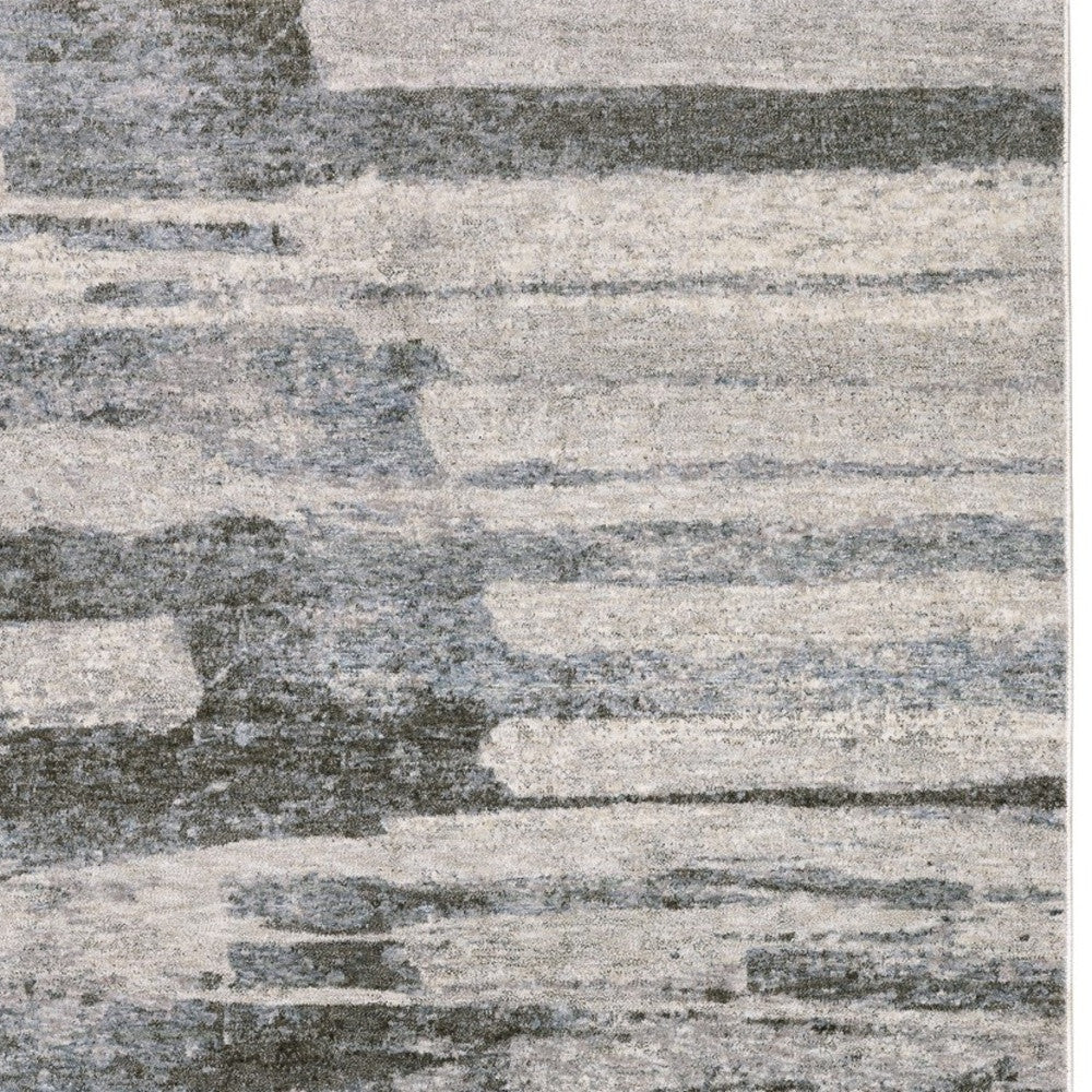 10' X 13' Gray And Ivory Abstract Area Rug With Fringe - Home & Garden