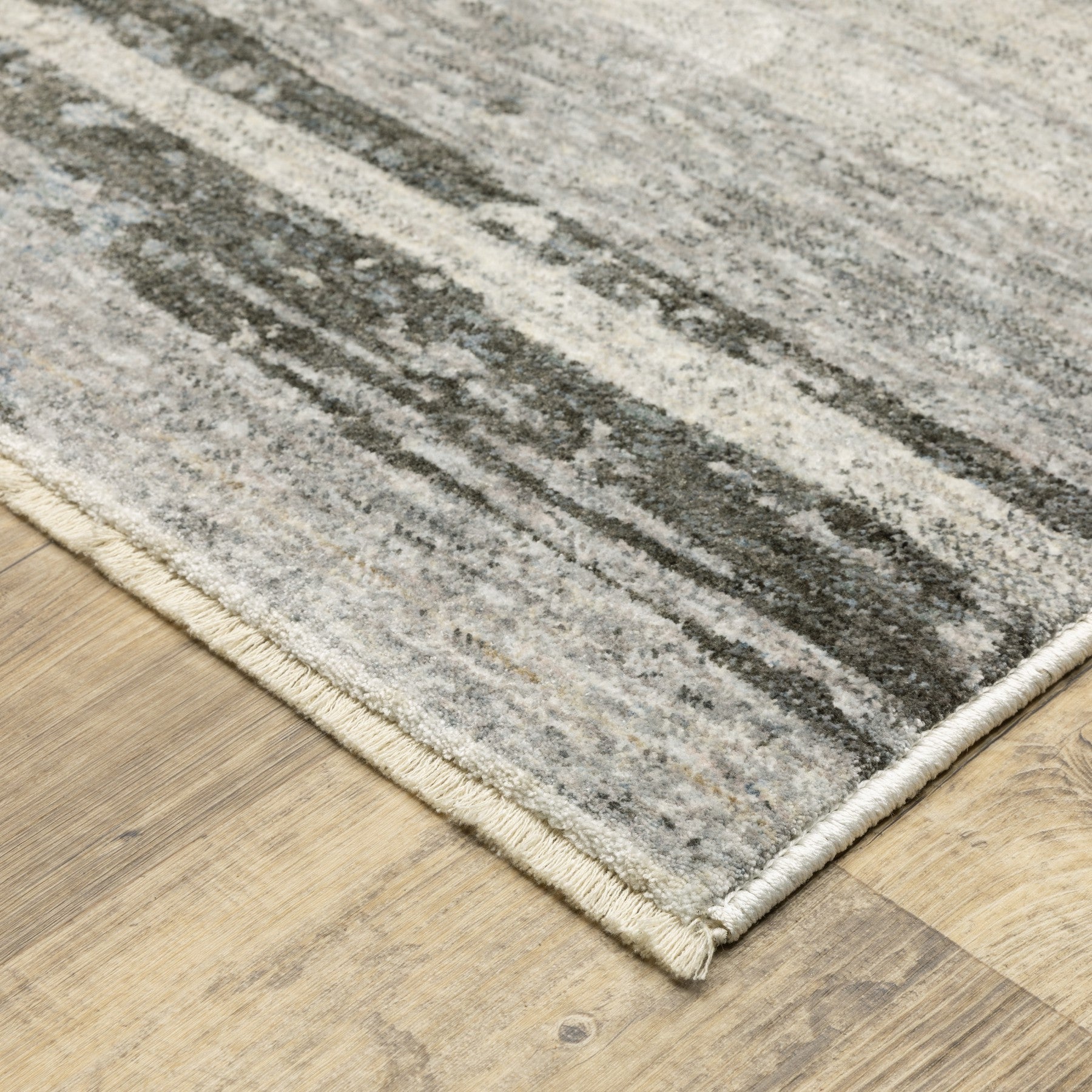 10' X 13' Gray And Ivory Abstract Area Rug With Fringe - Home & Garden