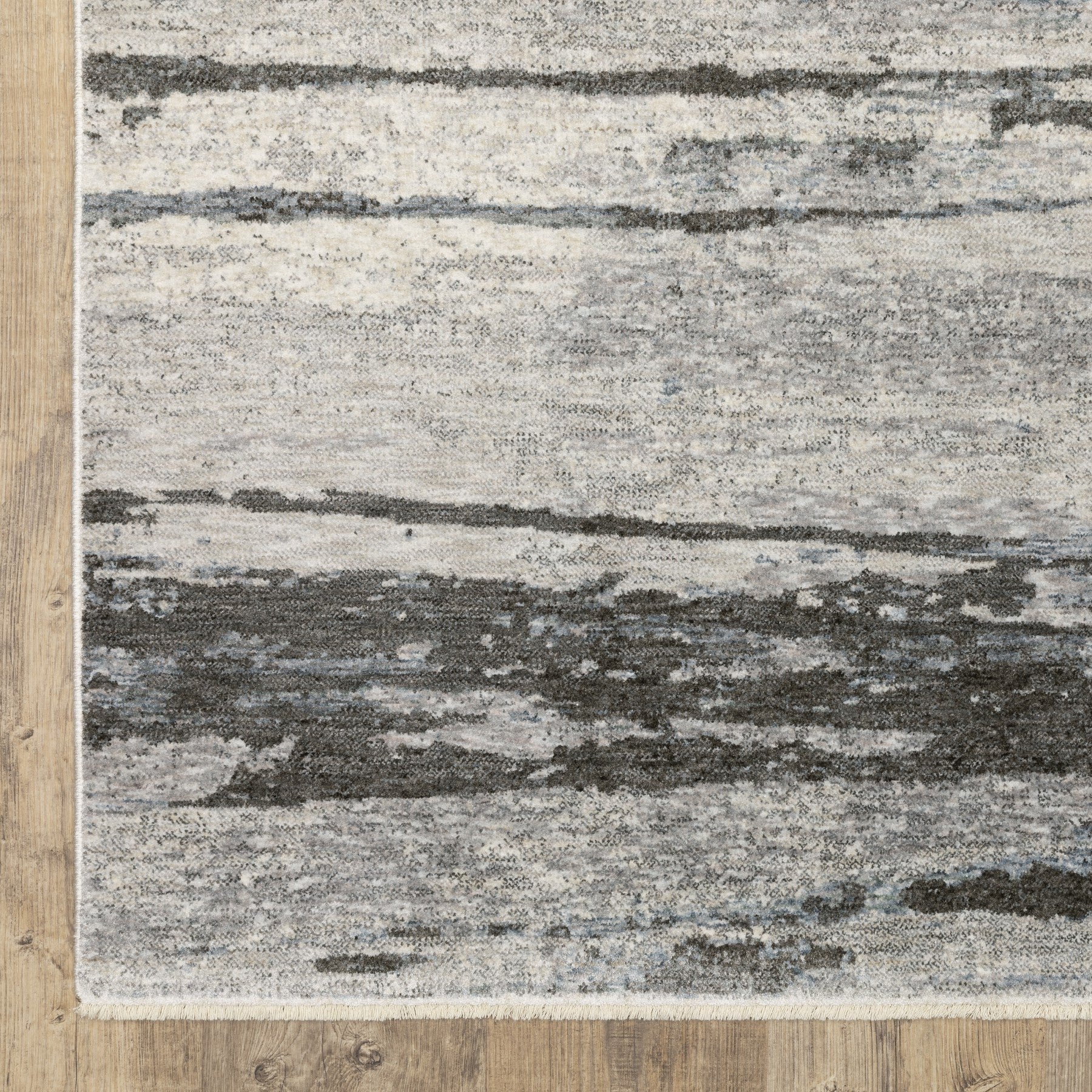 10' X 13' Gray And Ivory Abstract Area Rug With Fringe - Home & Garden