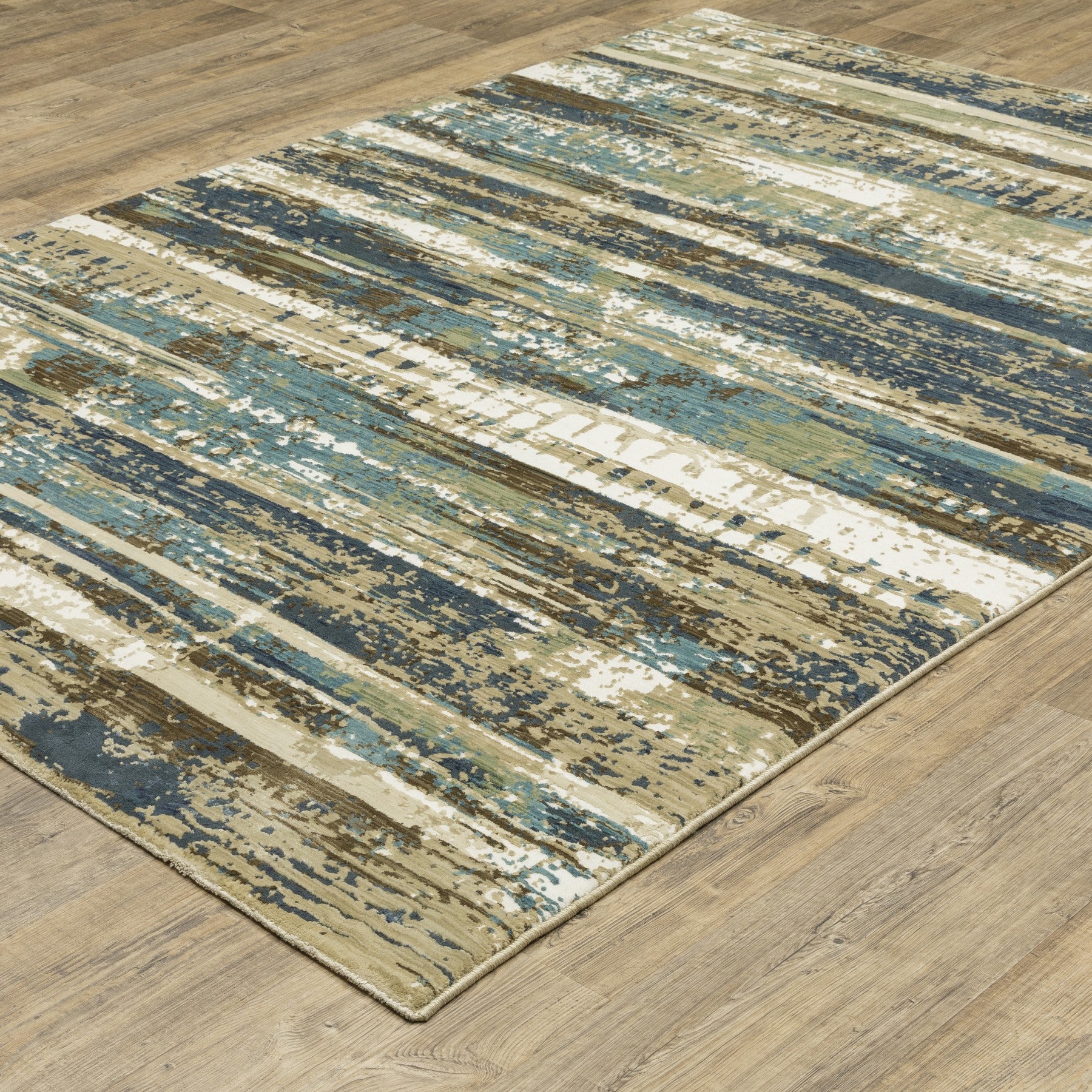 10' X 13' Beige And Blue Abstract Area Rug - Home & Garden