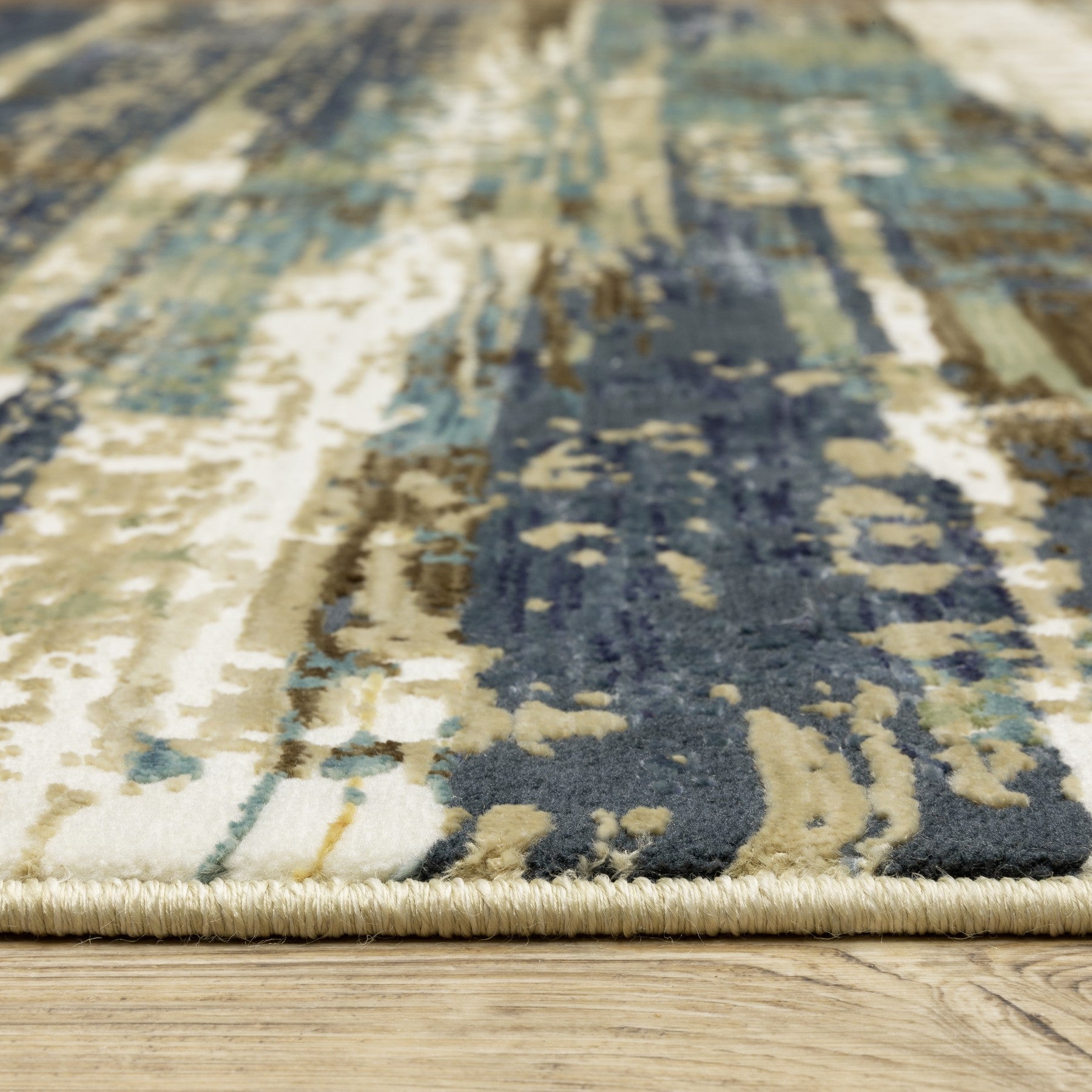 10' X 13' Beige And Blue Abstract Area Rug - Home & Garden