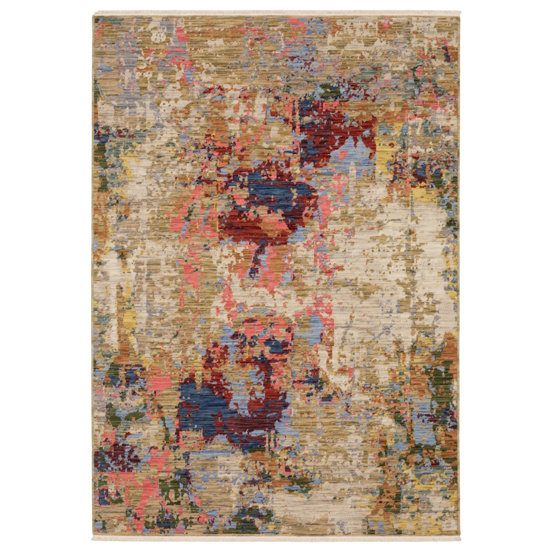 10' X 13' Beige Salmon And Tan Abstract Area Rug With Fringe - Home & Garden