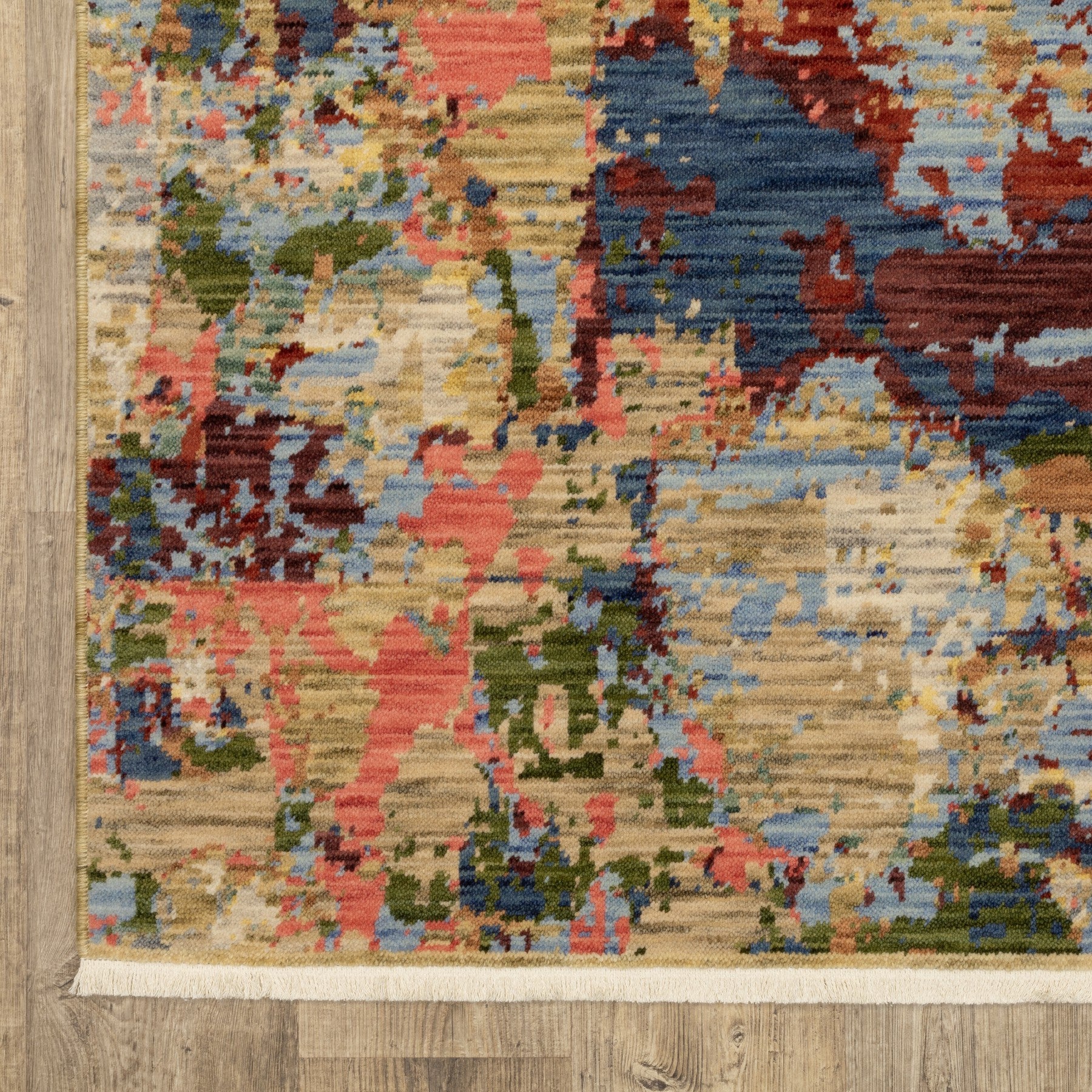 10' X 13' Beige Salmon And Tan Abstract Area Rug With Fringe - Home & Garden