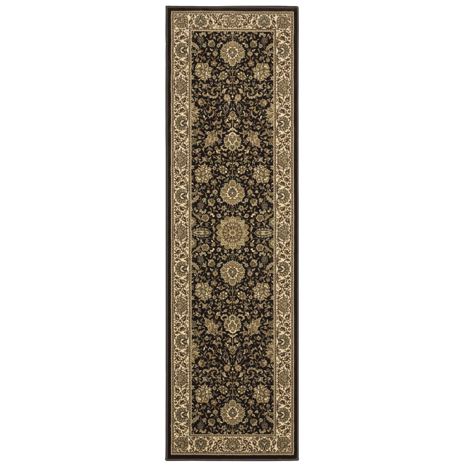 8' Brown And Ivory Oriental Runner Rug - Home & Garden