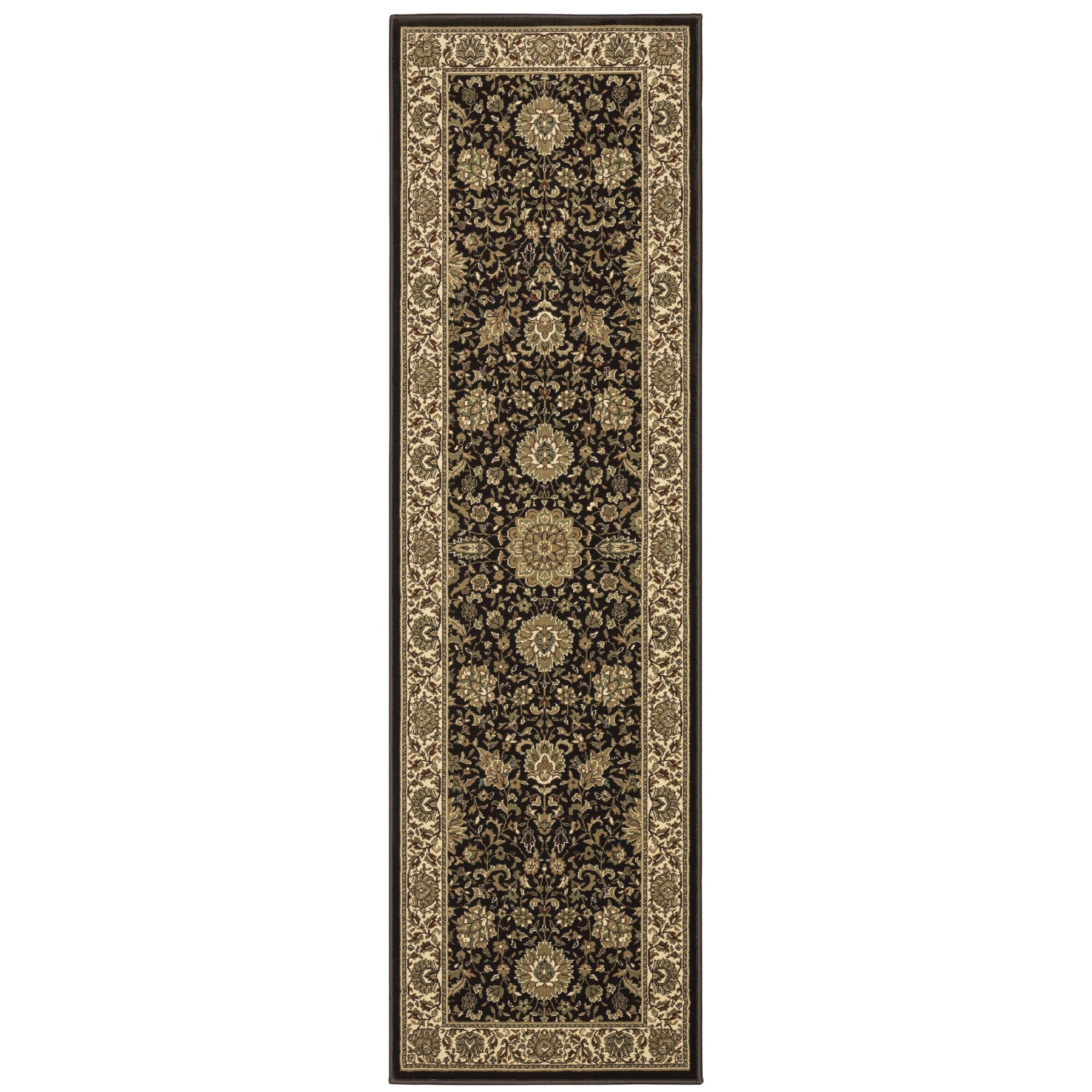 8' Brown And Ivory Oriental Runner Rug - Home & Garden