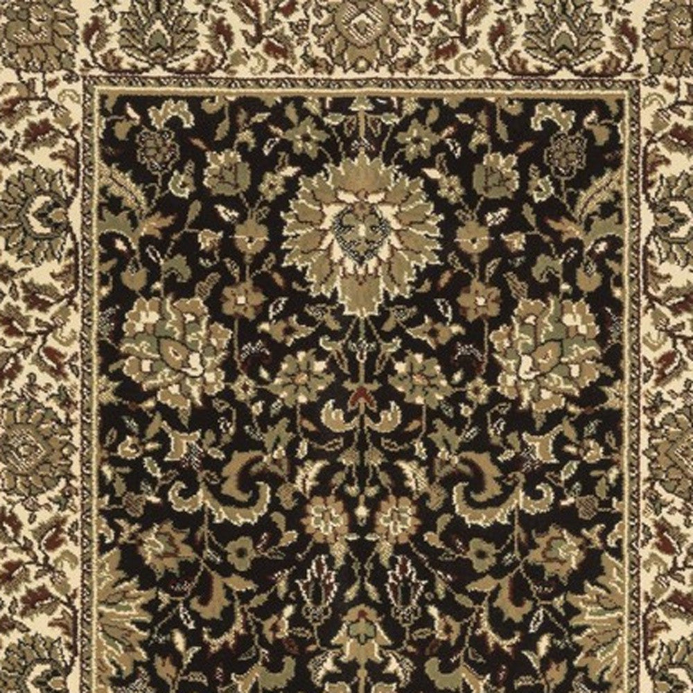 8' Brown And Ivory Oriental Runner Rug - Home & Garden