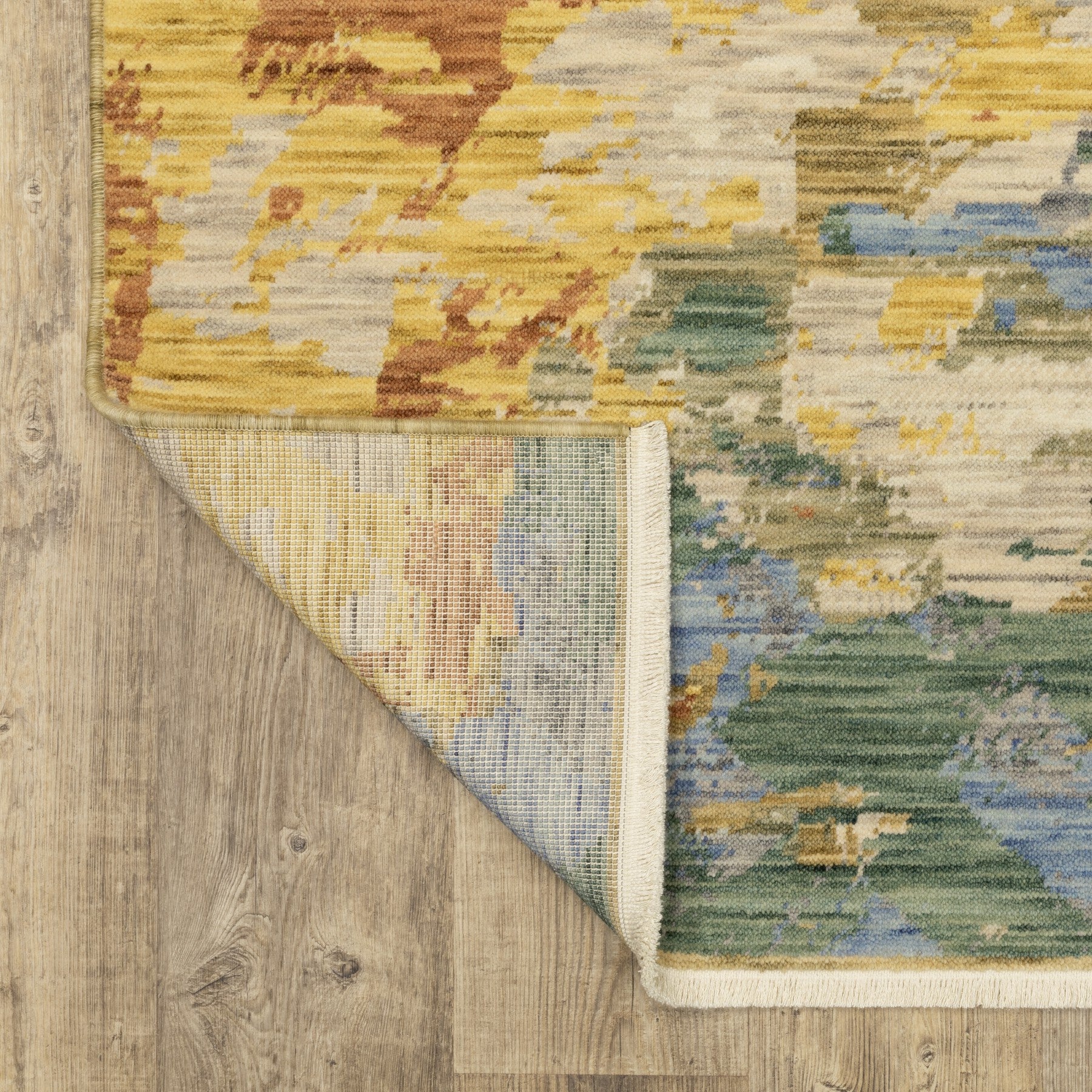 10' X 13' Beige Yellow And Rust Abstract Area Rug With Fringe - Home & Garden