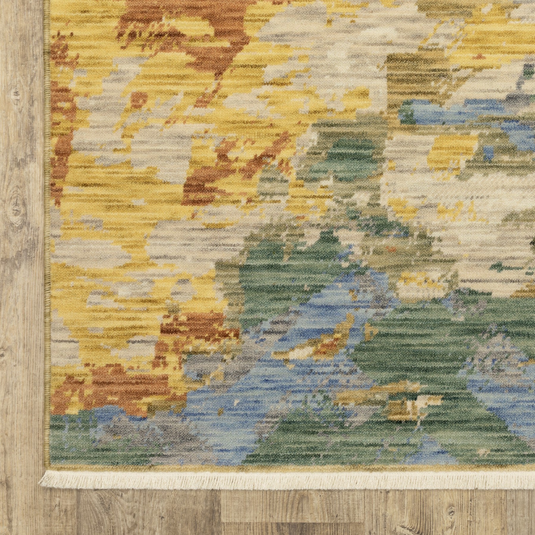 10' X 13' Beige Yellow And Rust Abstract Area Rug With Fringe - Home & Garden