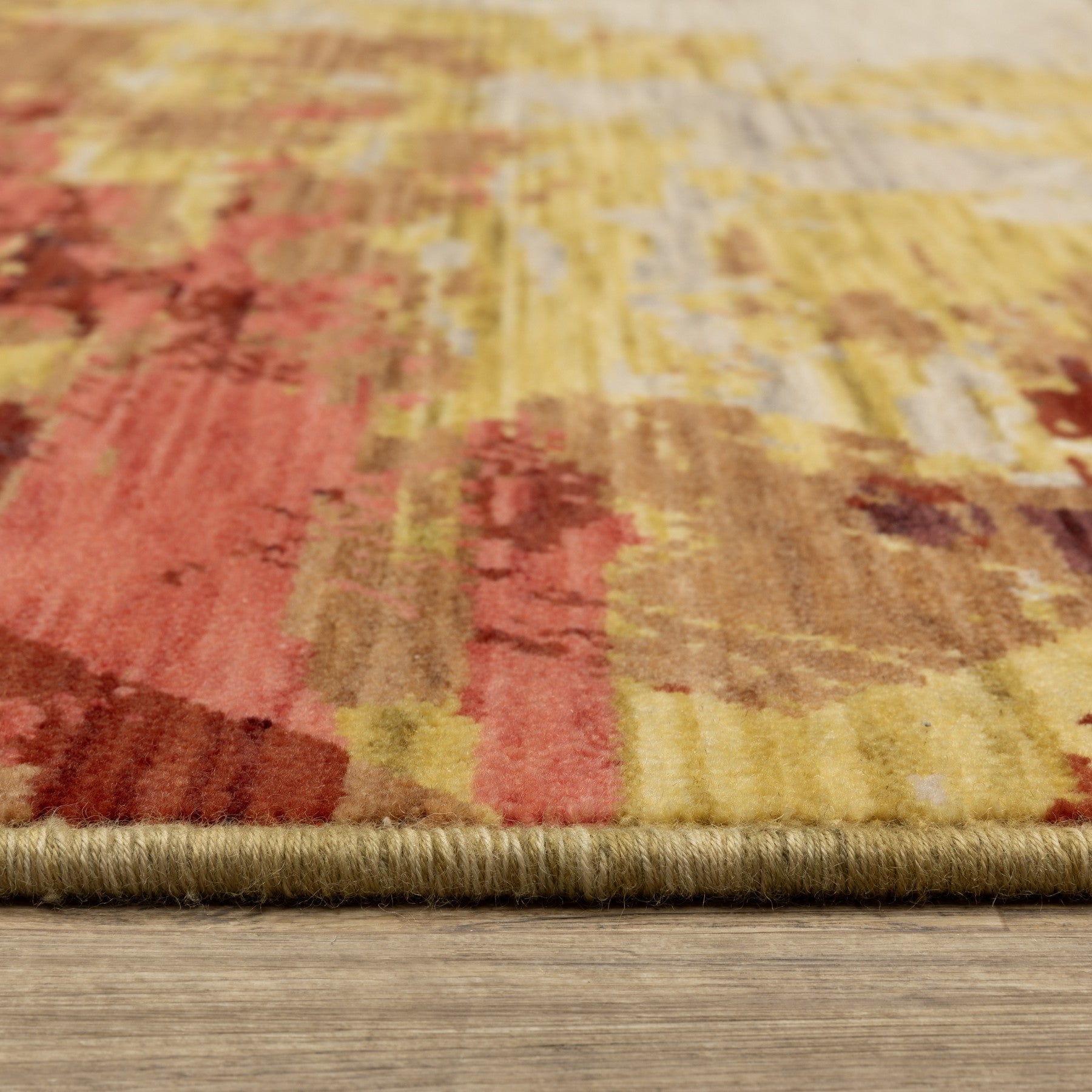 10' X 13' Beige Yellow And Rust Abstract Area Rug With Fringe - Home & Garden