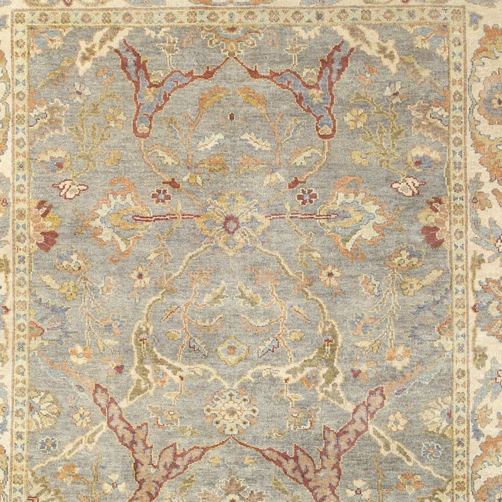 10' X 14' Gray And Beige Wool Oriental Hand Knotted Area Rug - Home & Garden