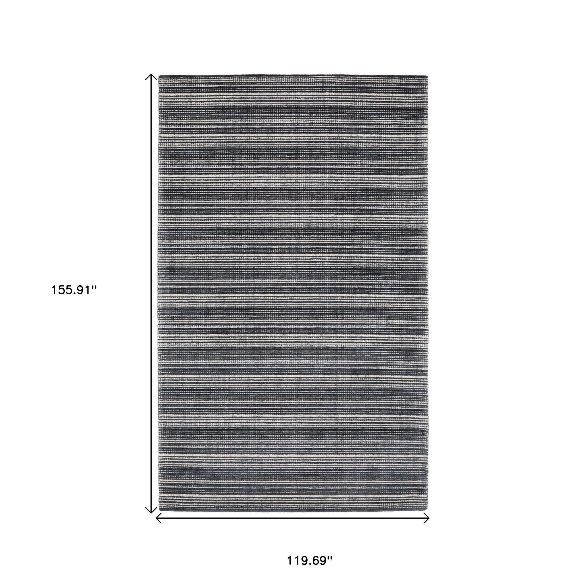 10' X 13' Black And Ivory Striped Hand Tufted Area Rug - Home & Garden
