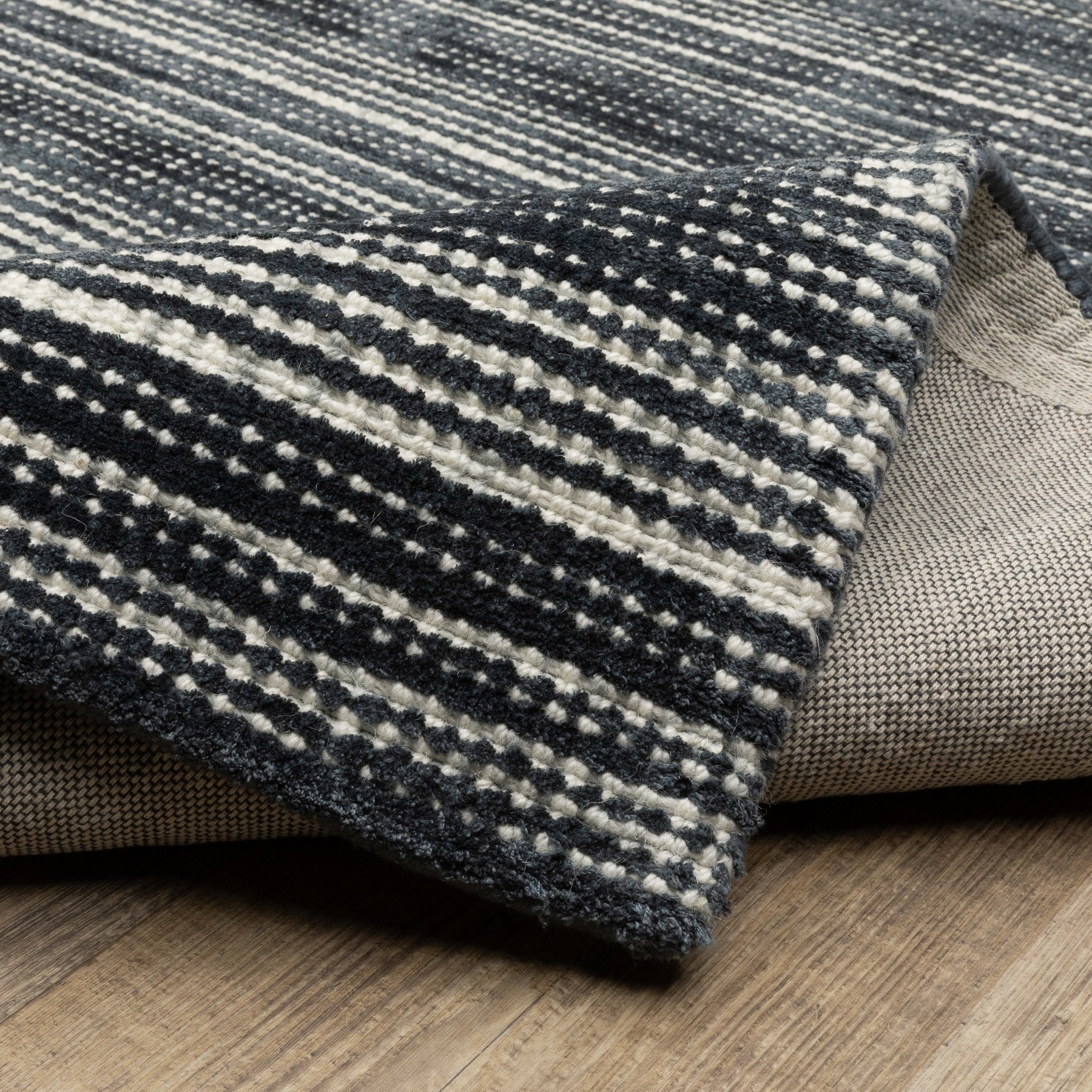 10' X 13' Black And Ivory Striped Hand Tufted Area Rug - Home & Garden