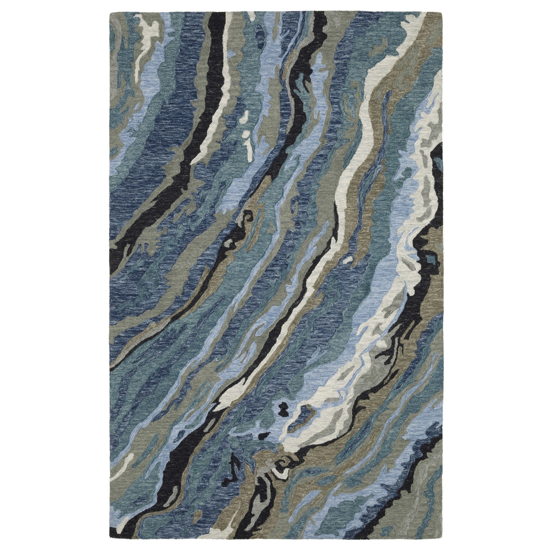 10' X 13' Blue And Teal Wool Abstract Hand Tufted Area Rug - Home & Garden