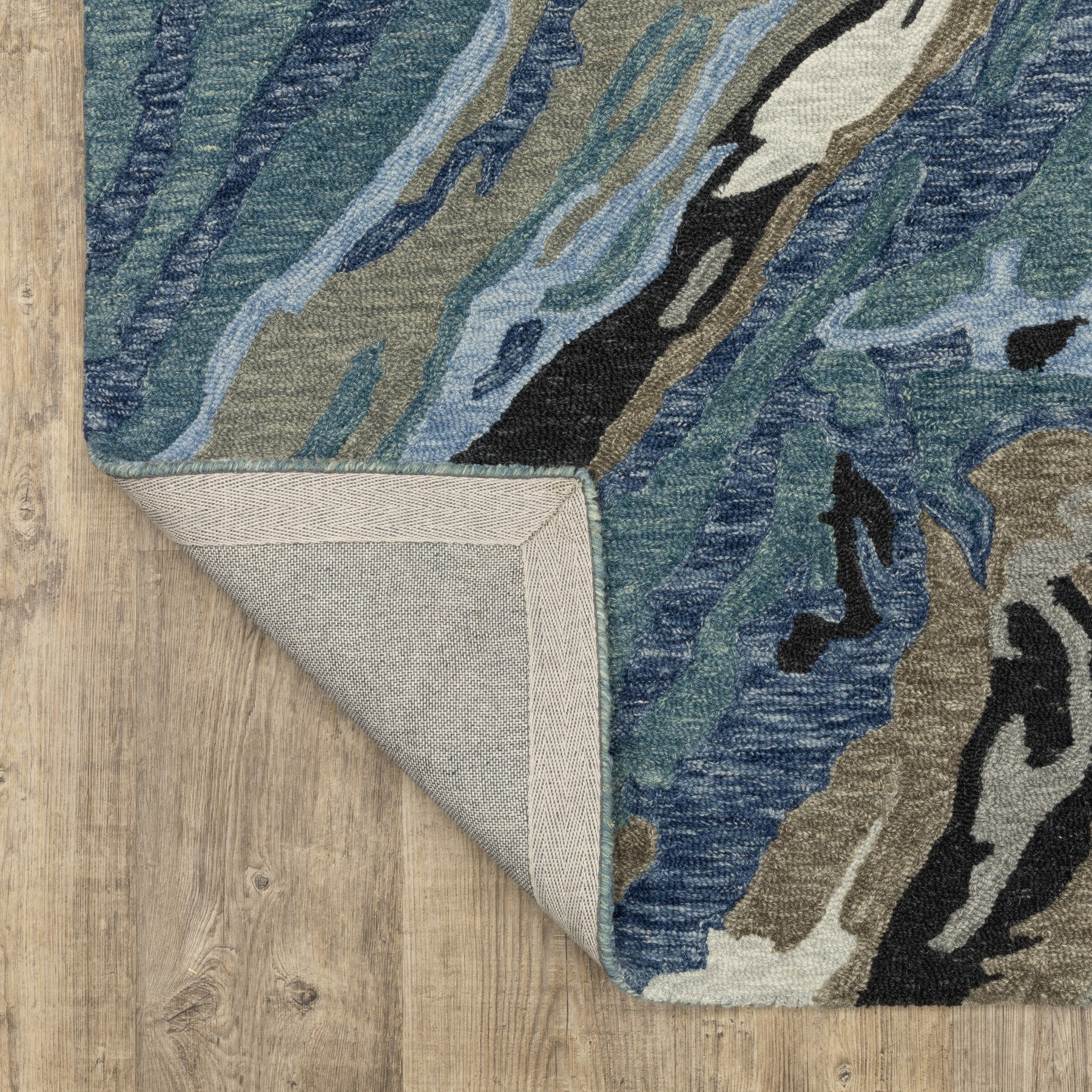10' X 13' Blue And Teal Wool Abstract Hand Tufted Area Rug - Home & Garden