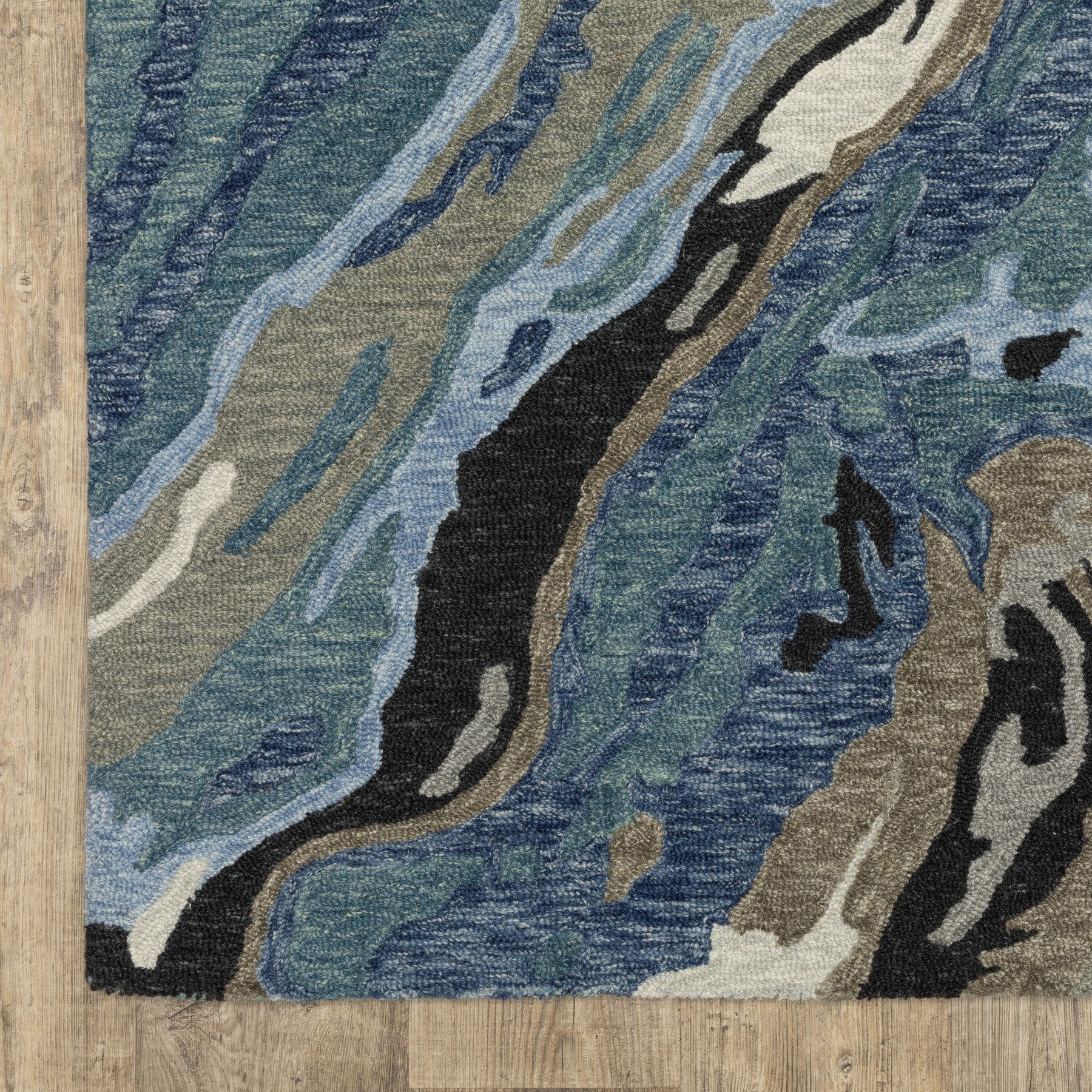 10' X 13' Blue And Teal Wool Abstract Hand Tufted Area Rug - Home & Garden