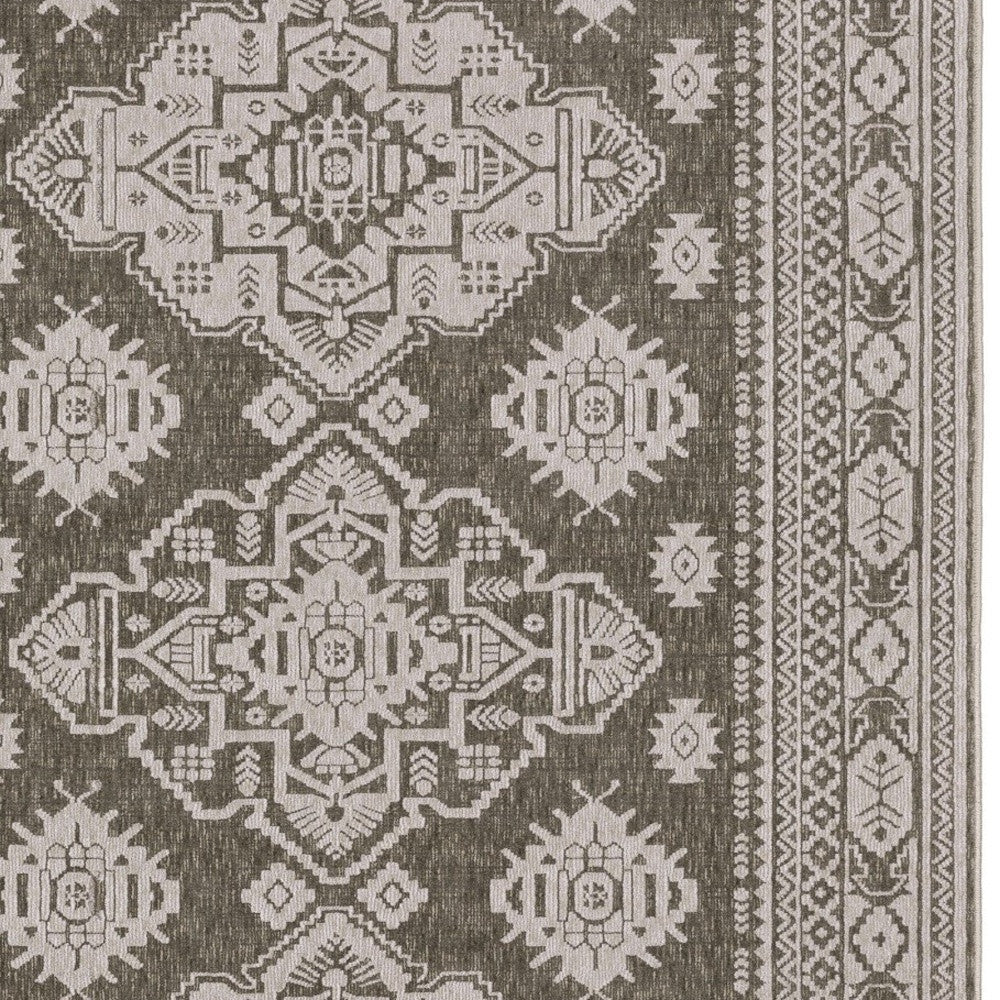 10' X 13' Gray And Gray Medallion Area Rug - Home & Garden