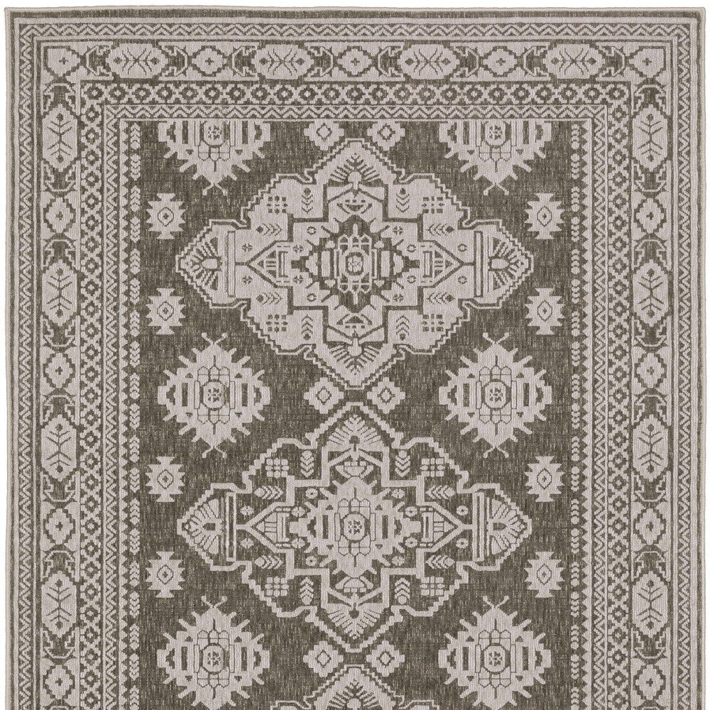 10' X 13' Gray And Gray Medallion Area Rug - Home & Garden