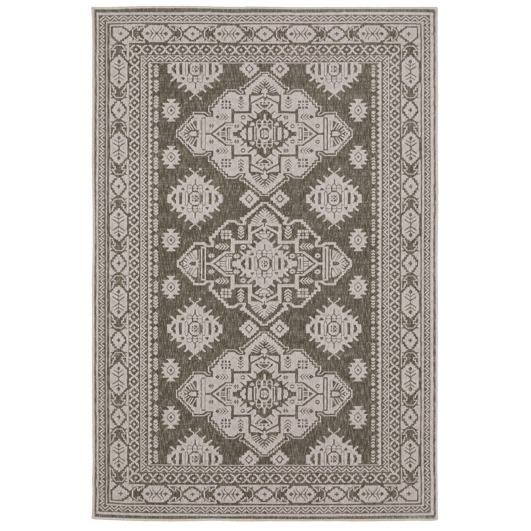 10' X 13' Gray And Gray Medallion Area Rug - Home & Garden