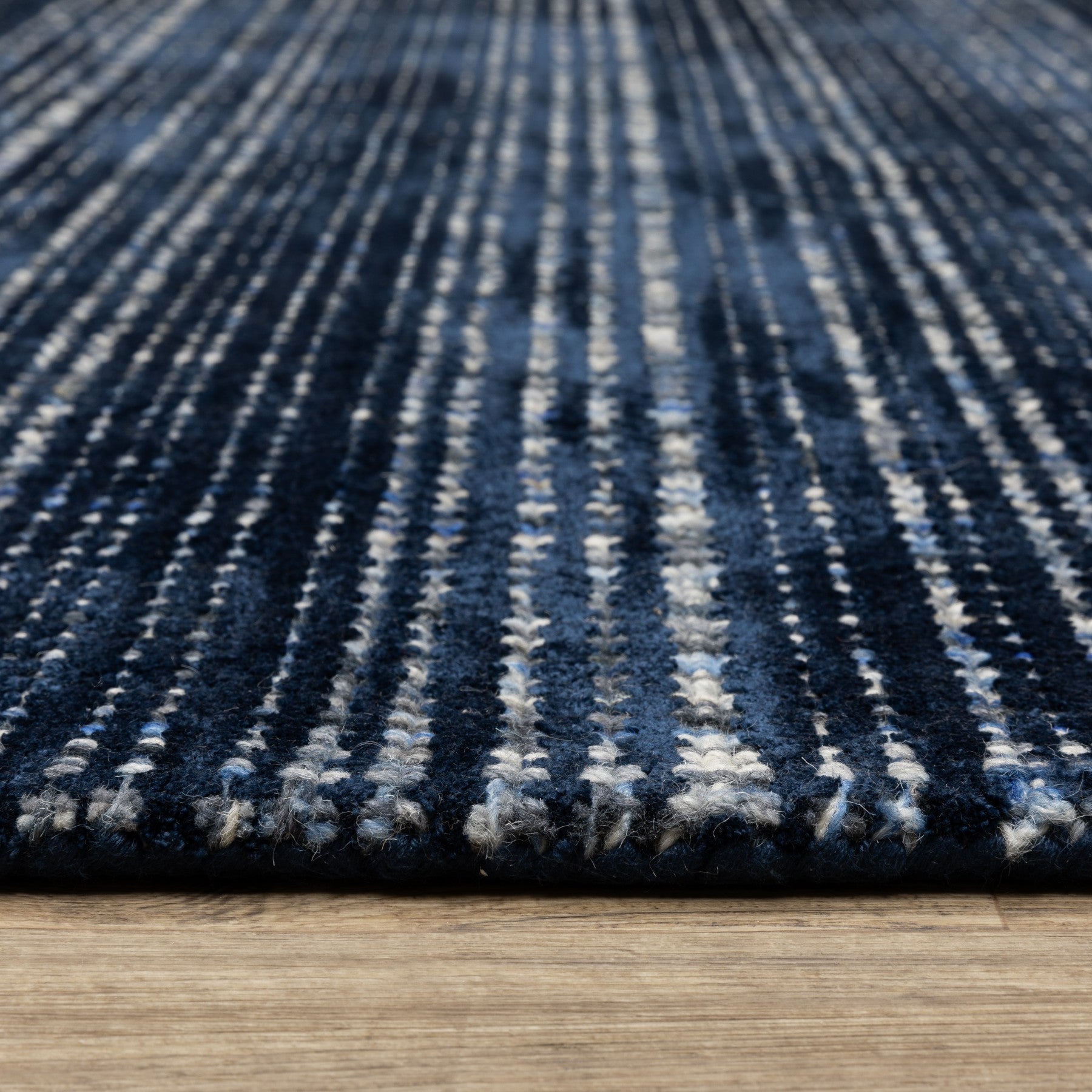 10' X 13' Navy Blue And Blue Striped Hand Tufted Area Rug - Home & Garden