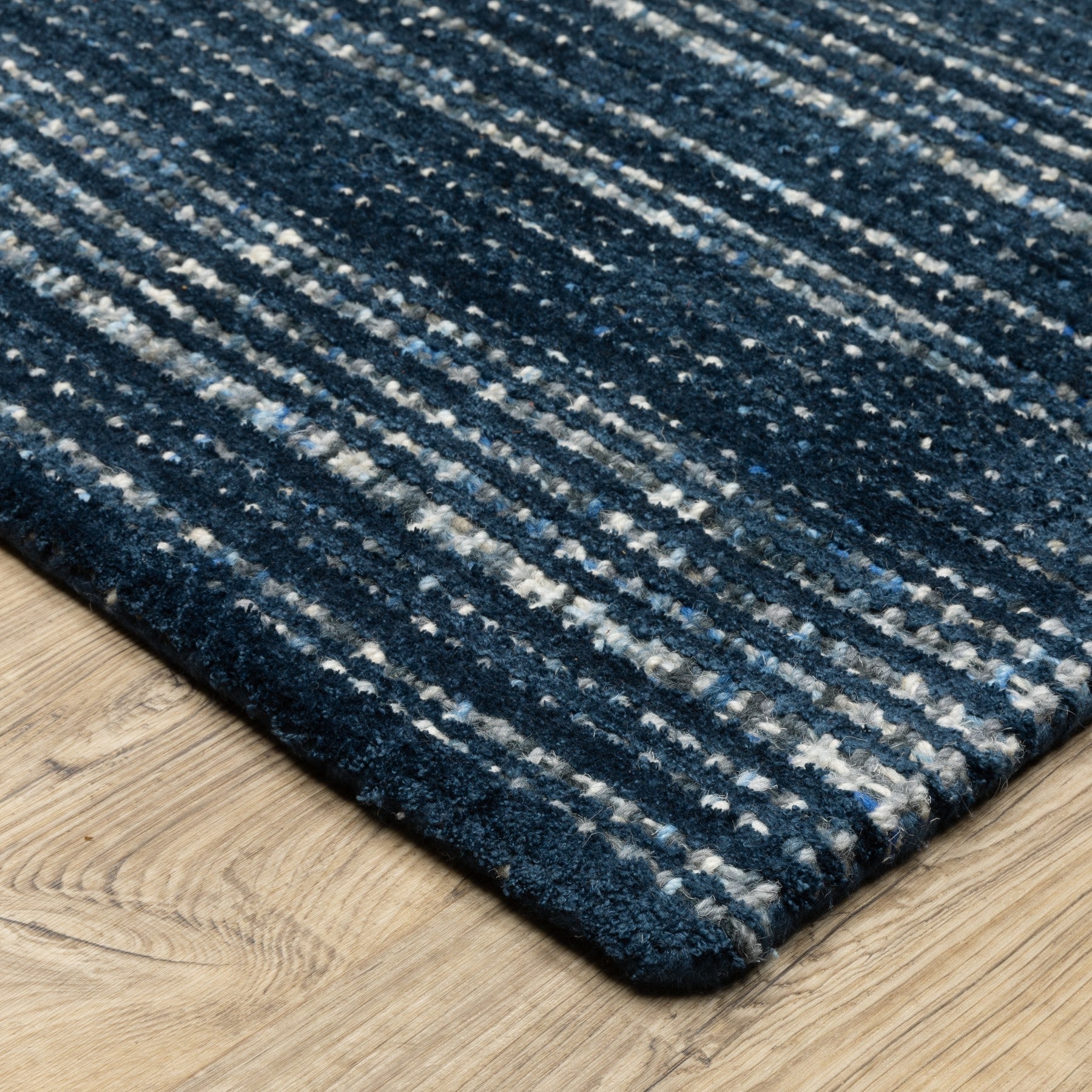 10' X 13' Navy Blue And Blue Striped Hand Tufted Area Rug - Home & Garden