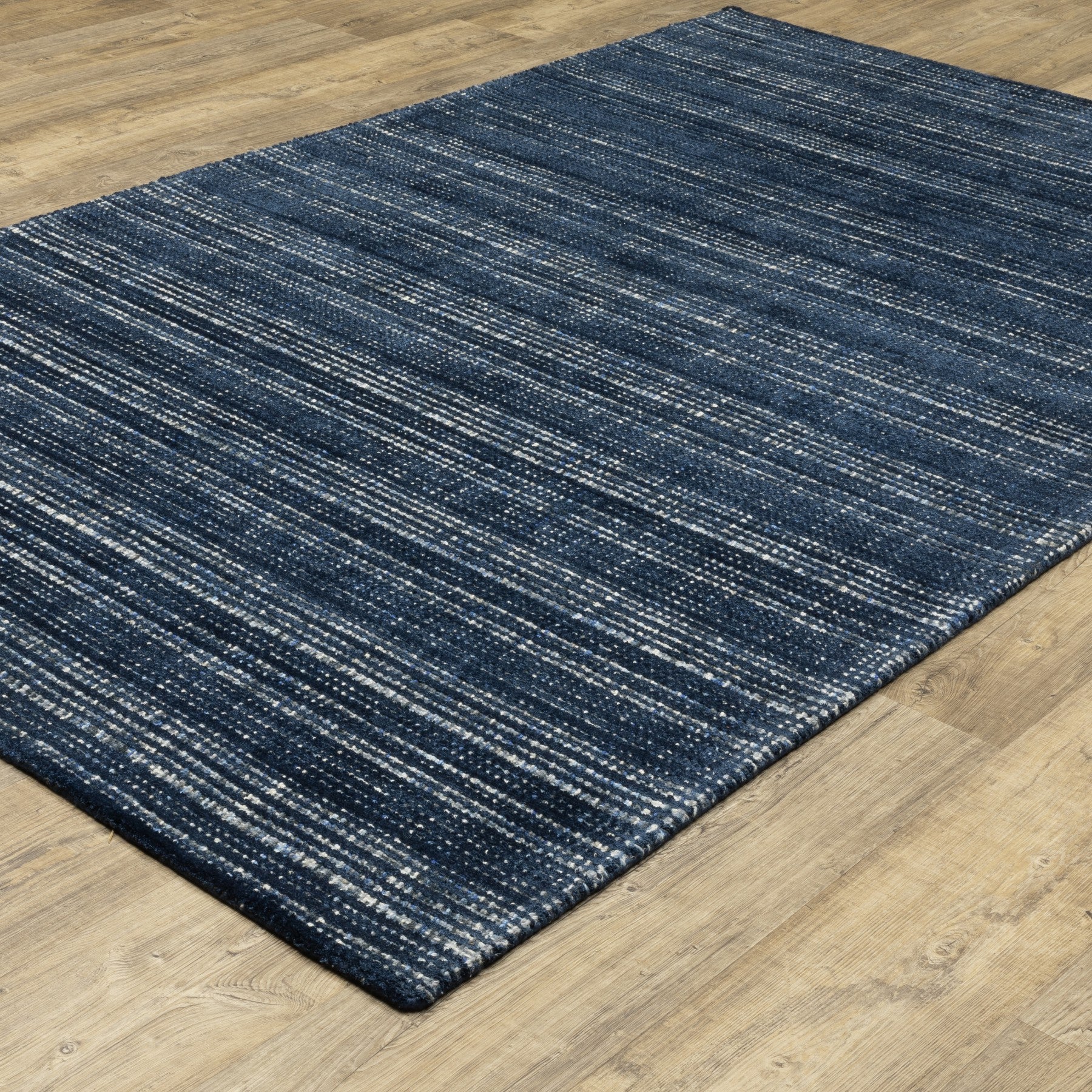 10' X 13' Navy Blue And Blue Striped Hand Tufted Area Rug - Home & Garden