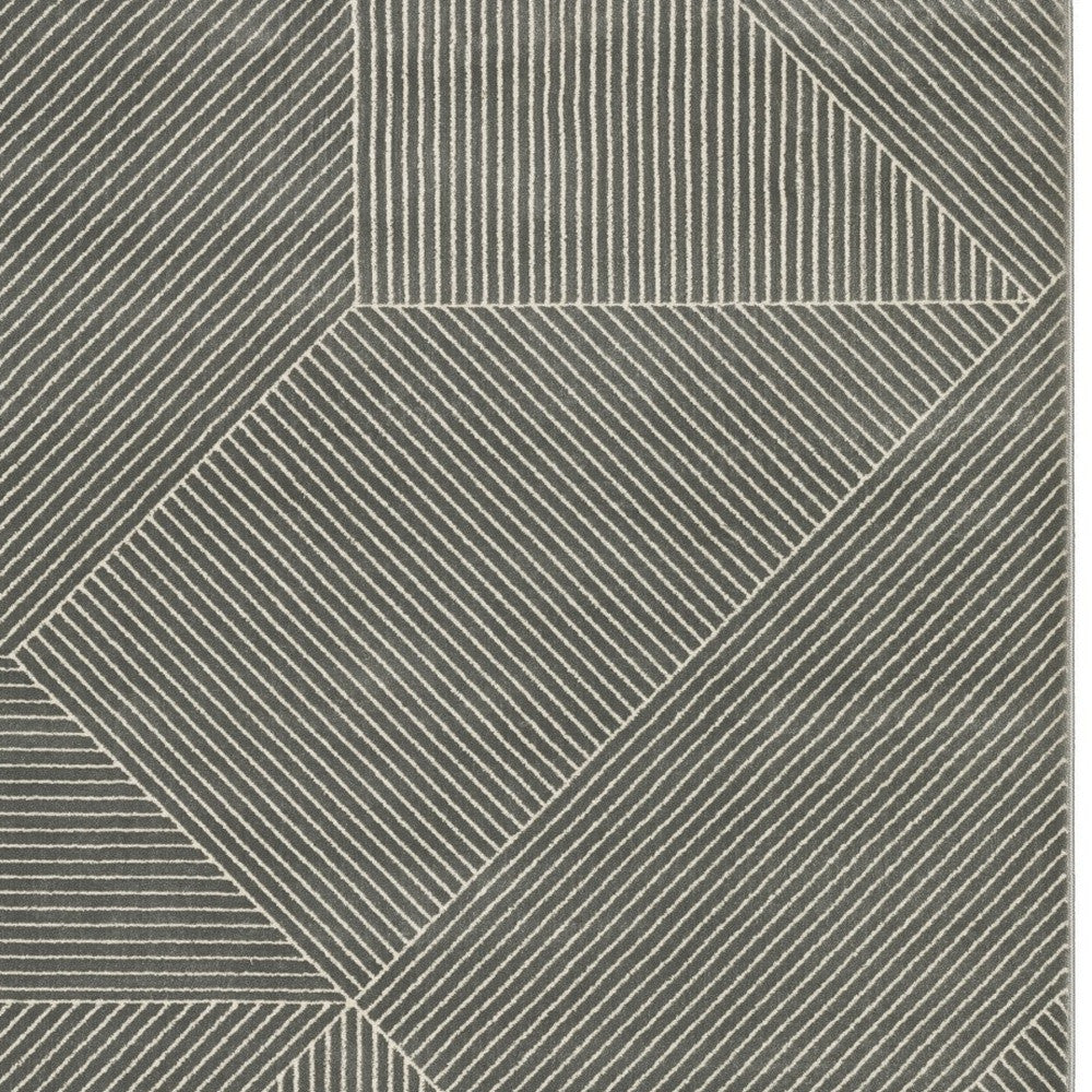 10' X 13' Gray And Ivory Geometric Area Rug - Home & Garden