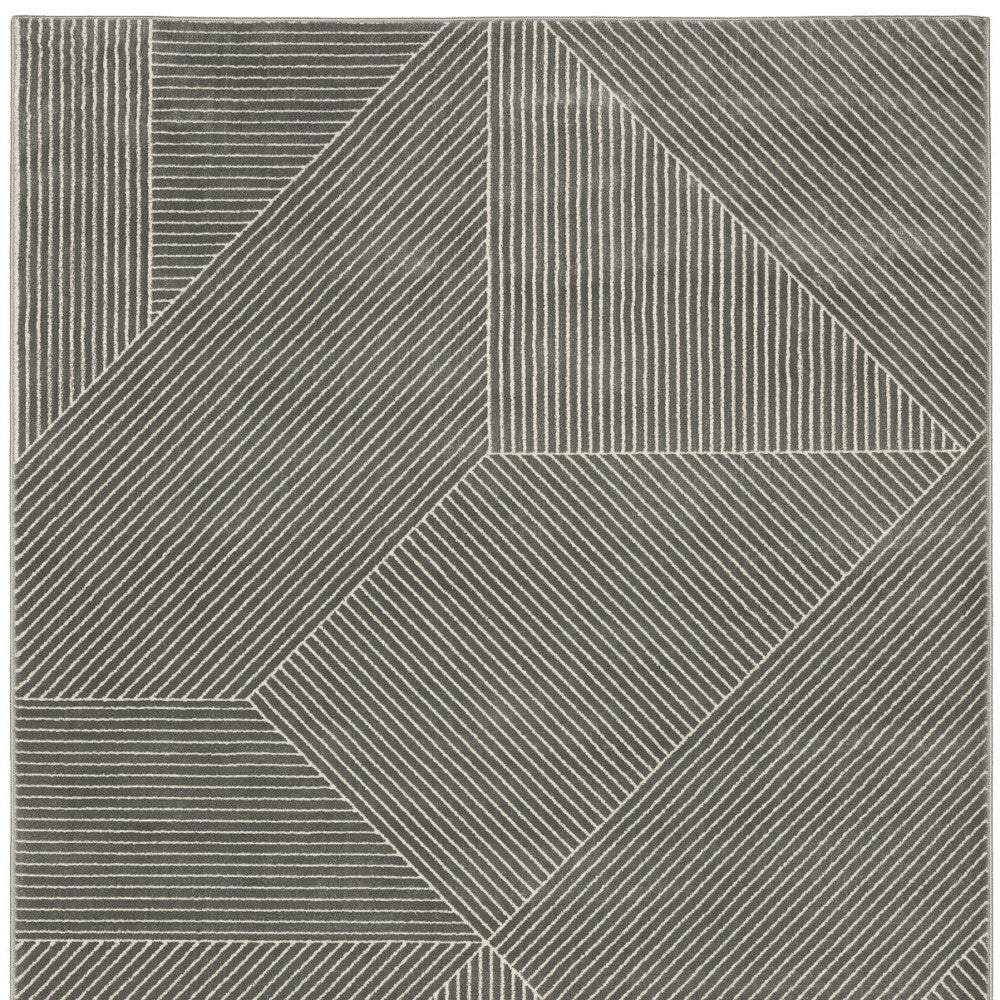 10' X 13' Gray And Ivory Geometric Area Rug - Home & Garden