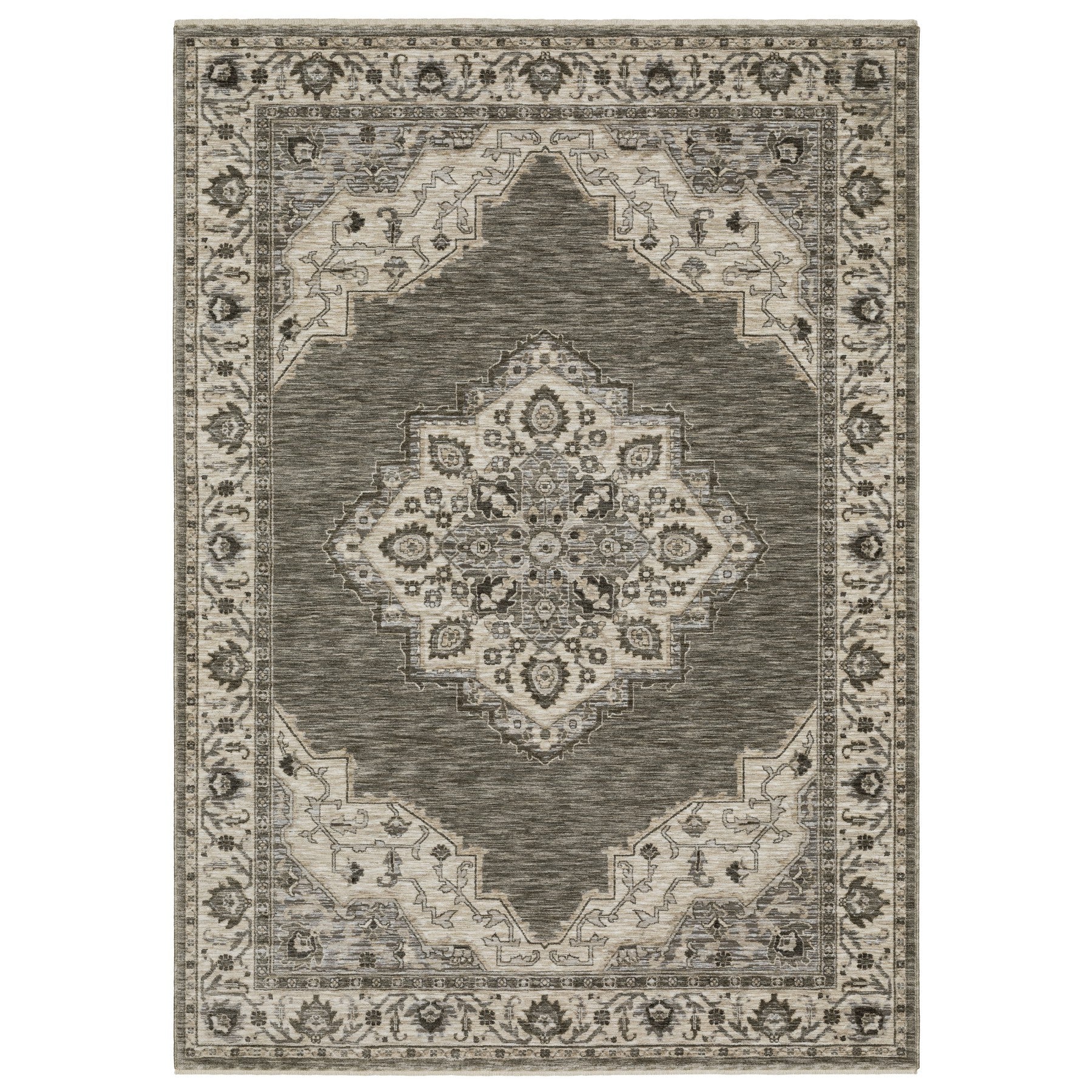 10' X 13' Gray And Beige Medallion Area Rug With Fringe - Home & Garden