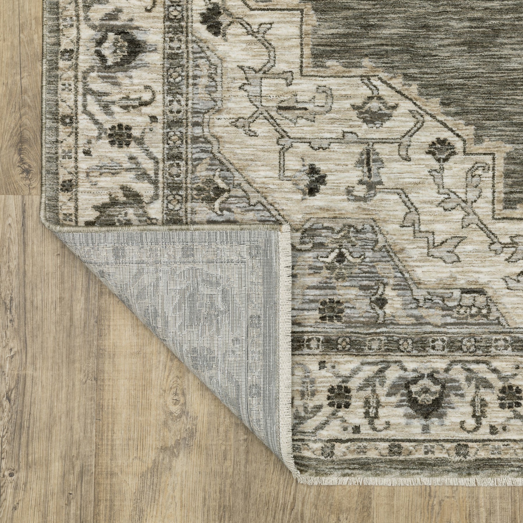 10' X 13' Gray And Beige Medallion Area Rug With Fringe - Home & Garden