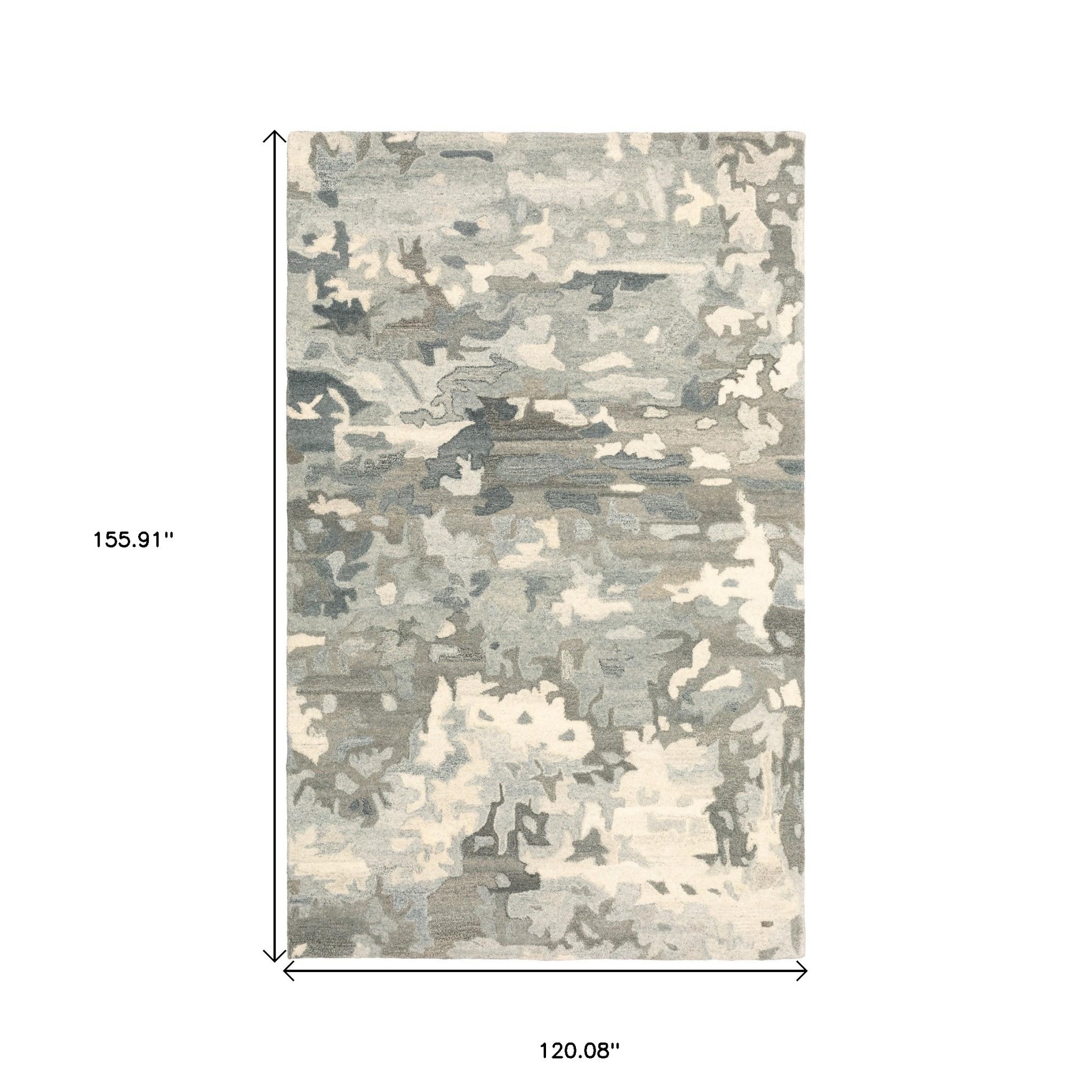 10' X 13' Gray And Charcoal Wool Abstract Hand Tufted Area Rug - Home & Garden
