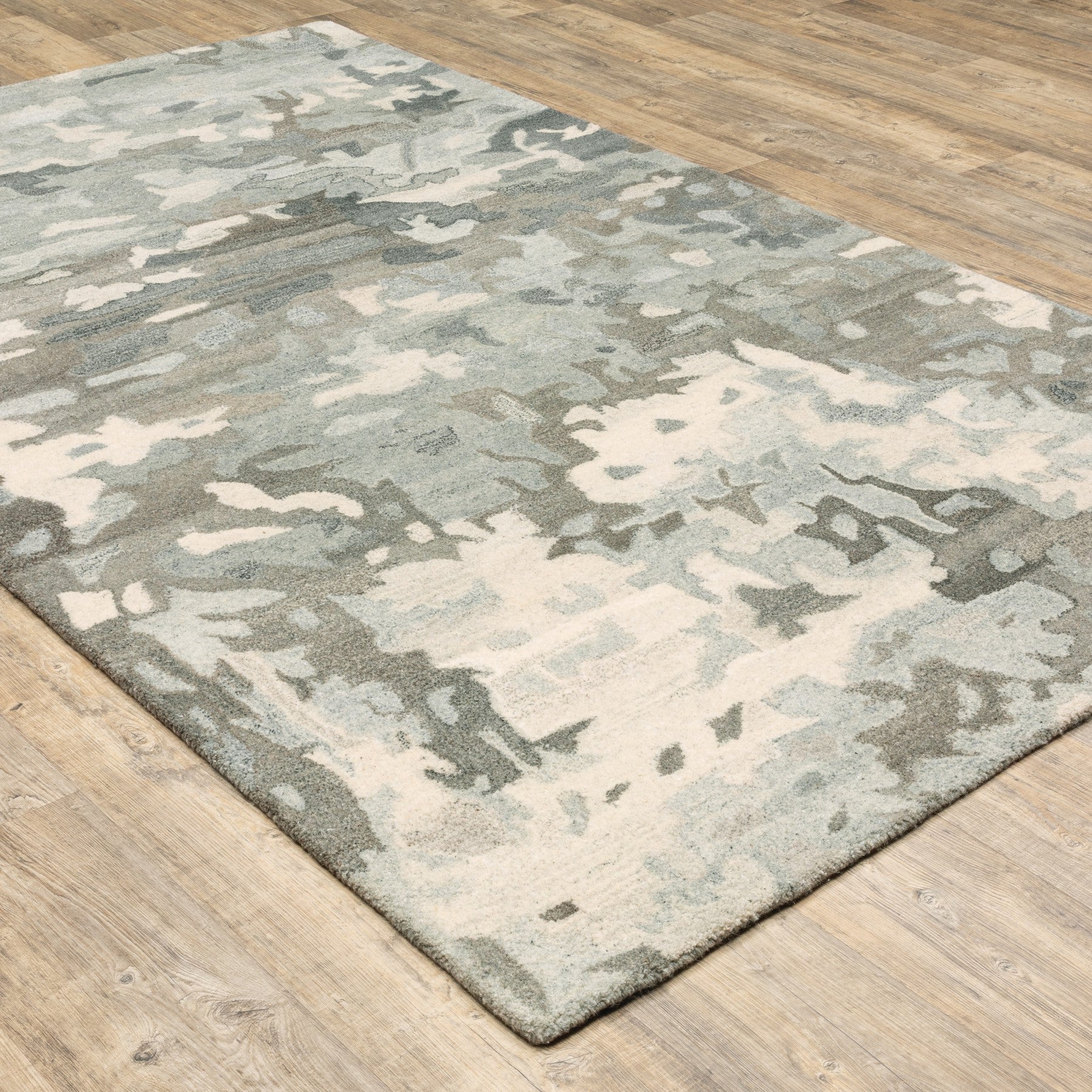 10' X 13' Gray And Charcoal Wool Abstract Hand Tufted Area Rug - Home & Garden
