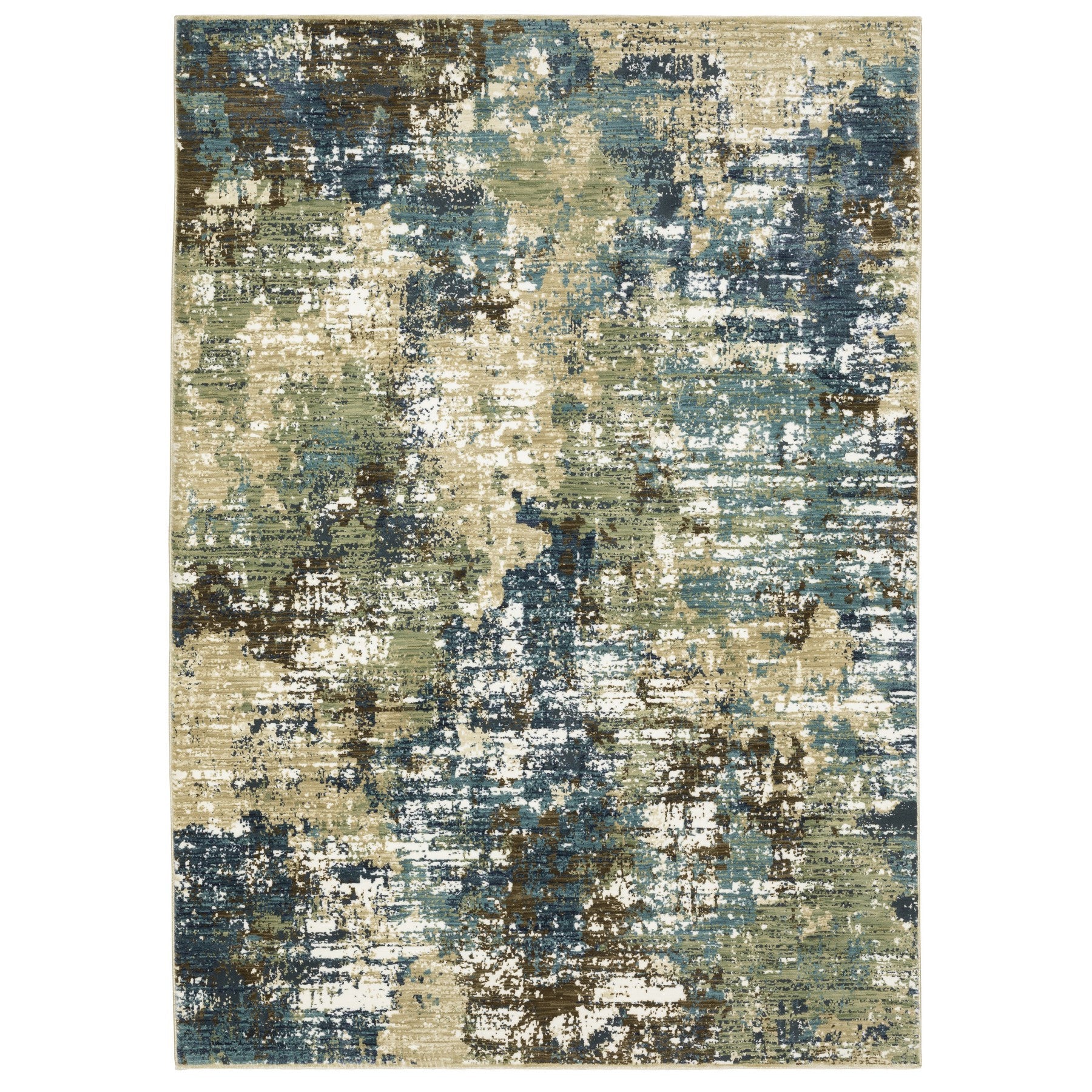 10' X 13' Blue And Green Abstract Area Rug - Home & Garden