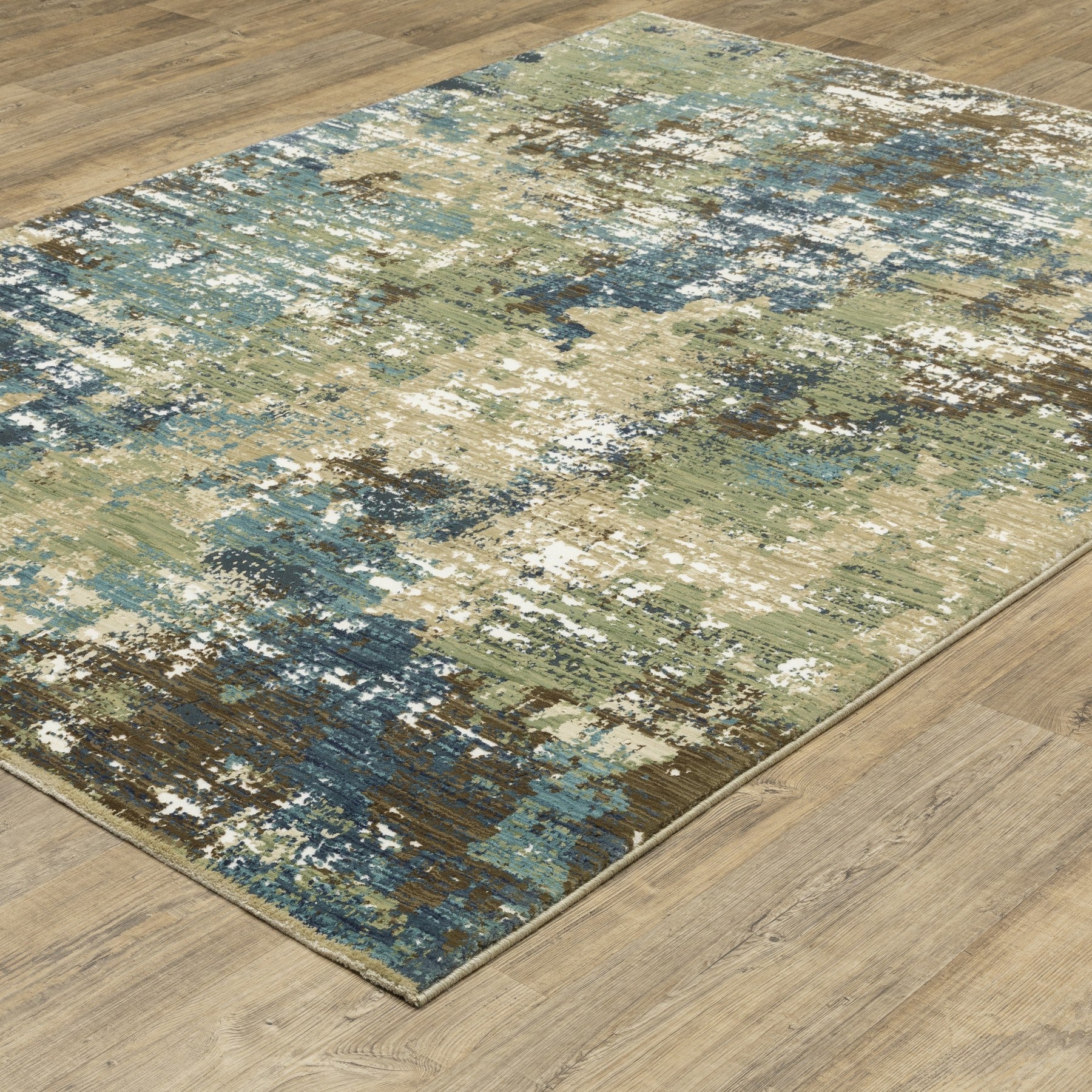 10' X 13' Blue And Green Abstract Area Rug - Home & Garden
