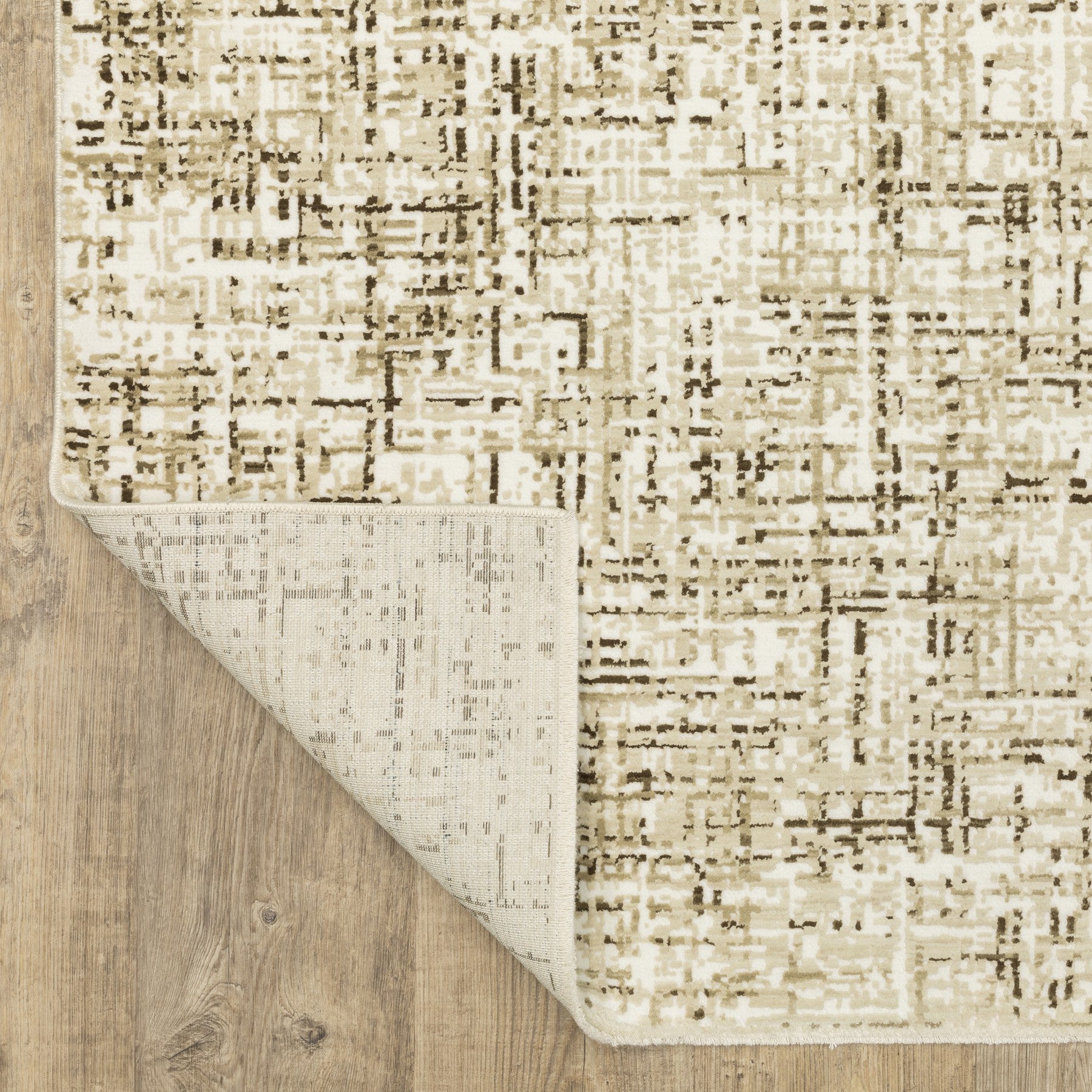 10' X 13' Ivory And Brown Abstract Area Rug - Home & Garden