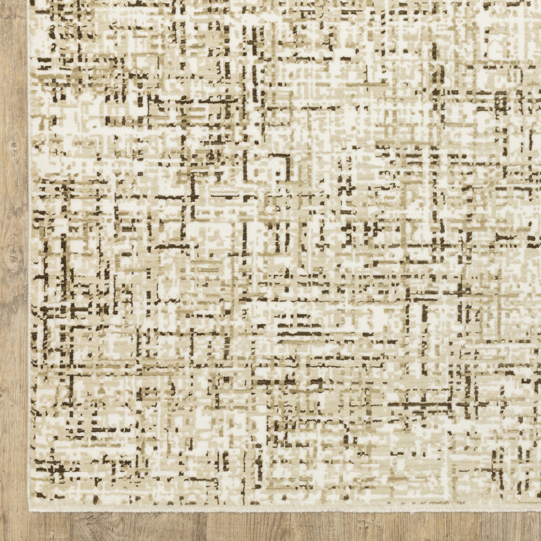 10' X 13' Ivory And Brown Abstract Area Rug - Home & Garden