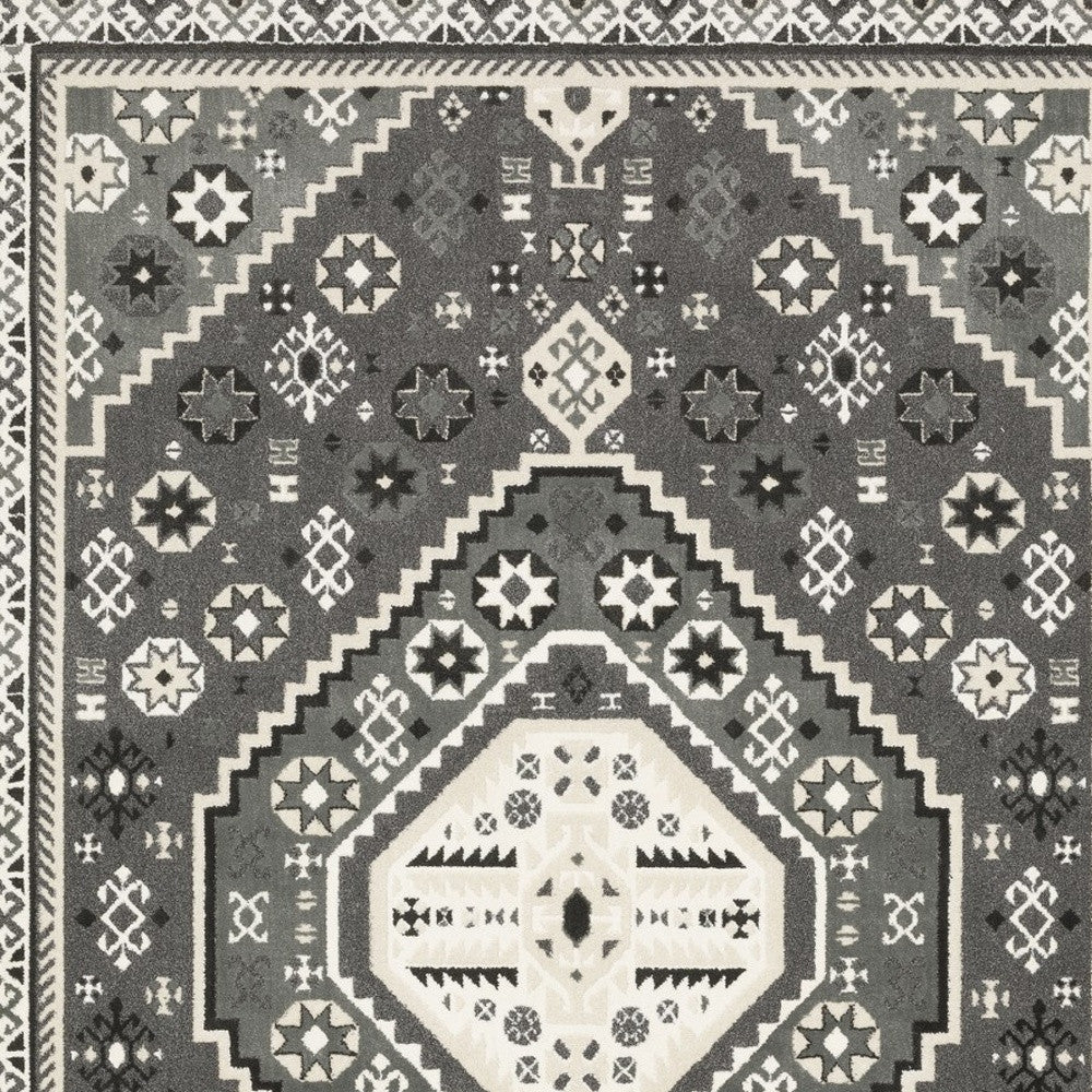 10' X 13' Gray And Ivory Medallion Area Rug - Home & Garden