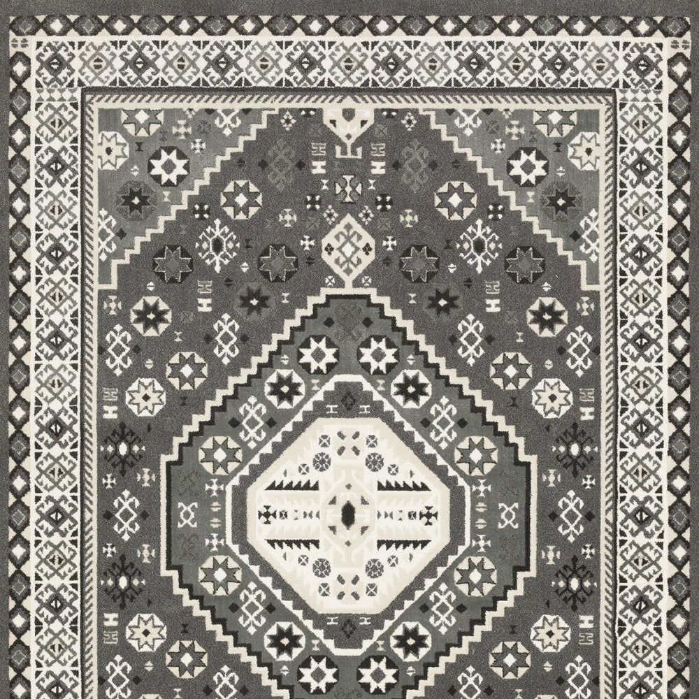 10' X 13' Gray And Ivory Medallion Area Rug - Home & Garden