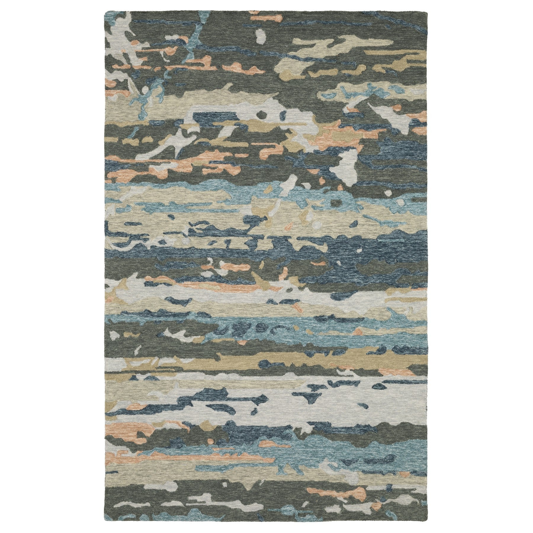 10' X 13' Gray And Blue Wool Abstract Hand Tufted Area Rug - Home & Garden
