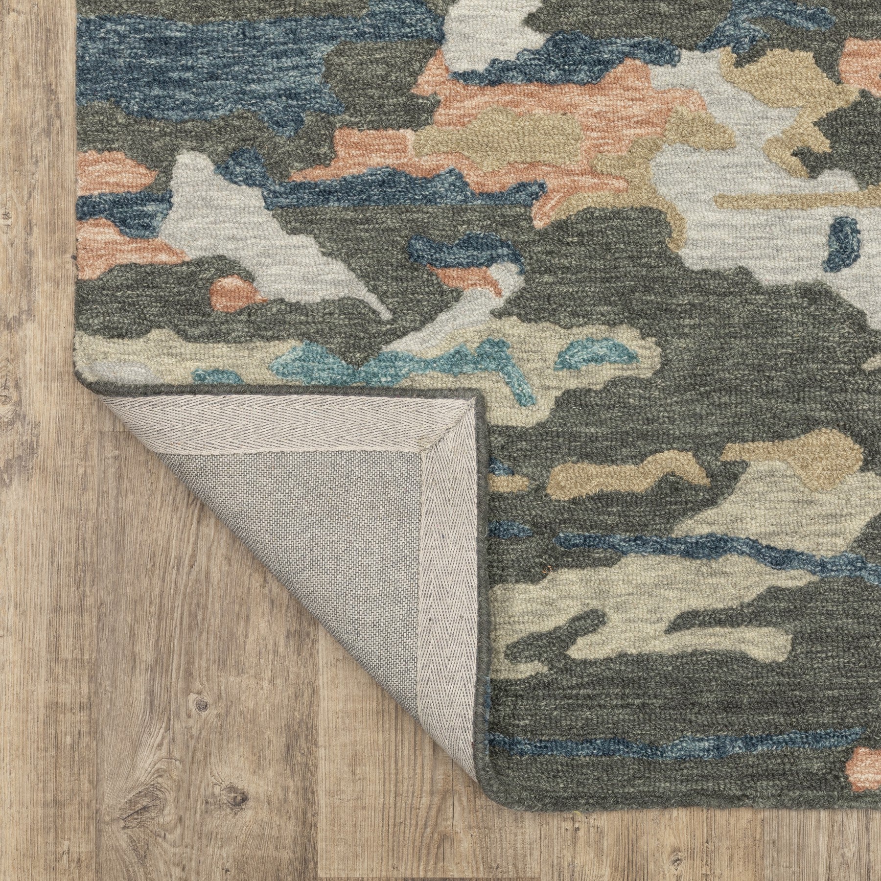 10' X 13' Gray And Blue Wool Abstract Hand Tufted Area Rug - Home & Garden
