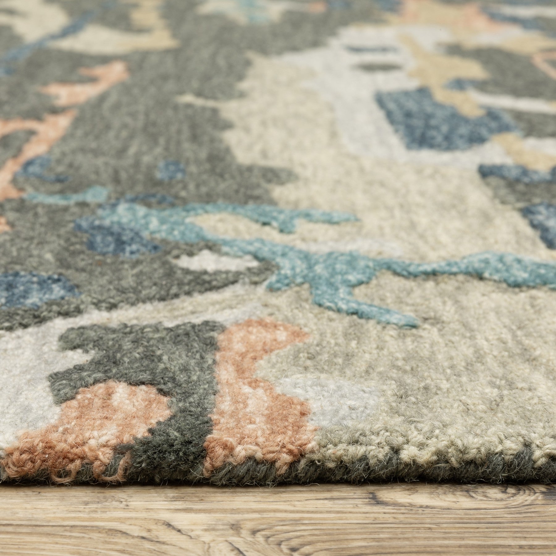 10' X 13' Gray And Blue Wool Abstract Hand Tufted Area Rug - Home & Garden