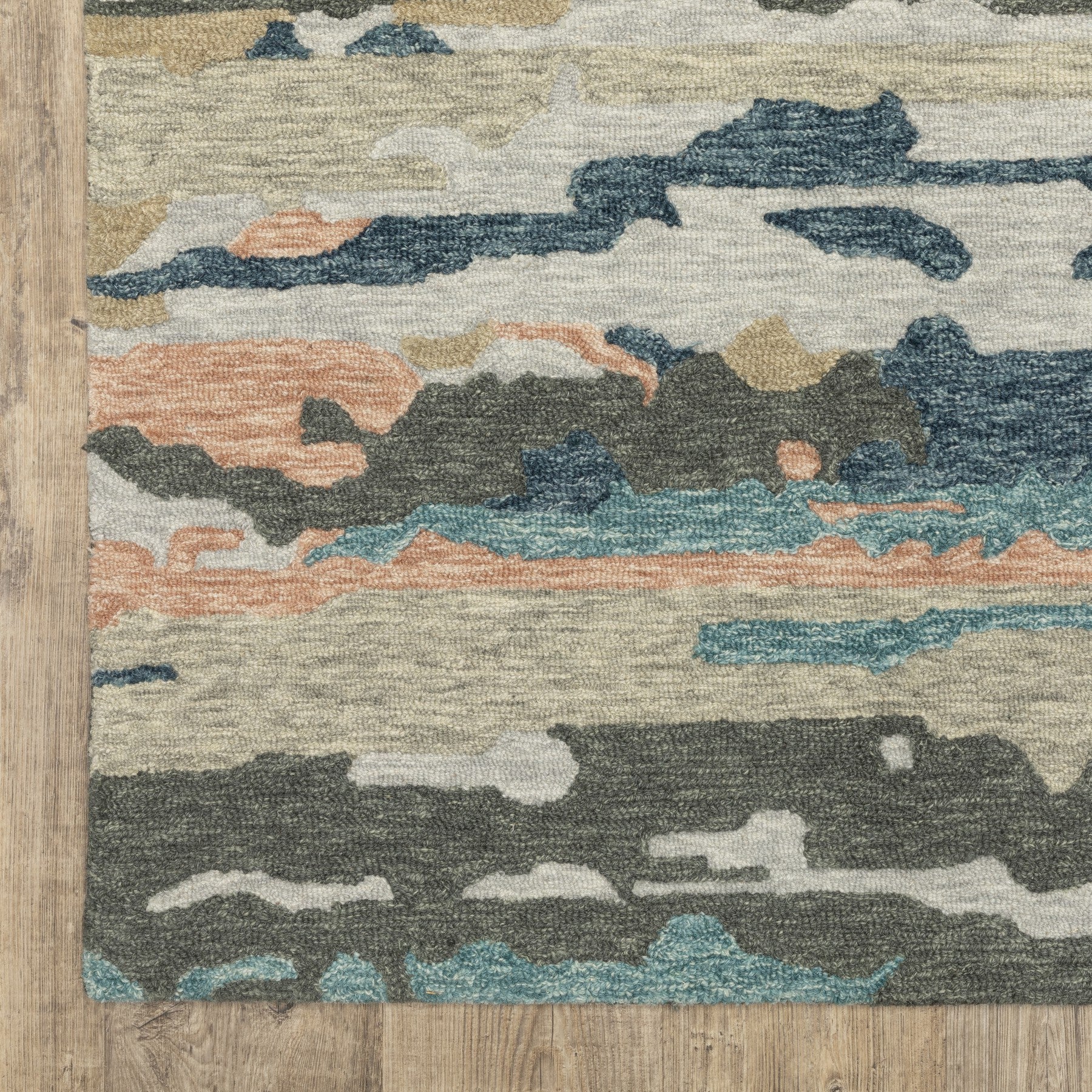 10' X 13' Gray And Blue Wool Abstract Hand Tufted Area Rug - Home & Garden