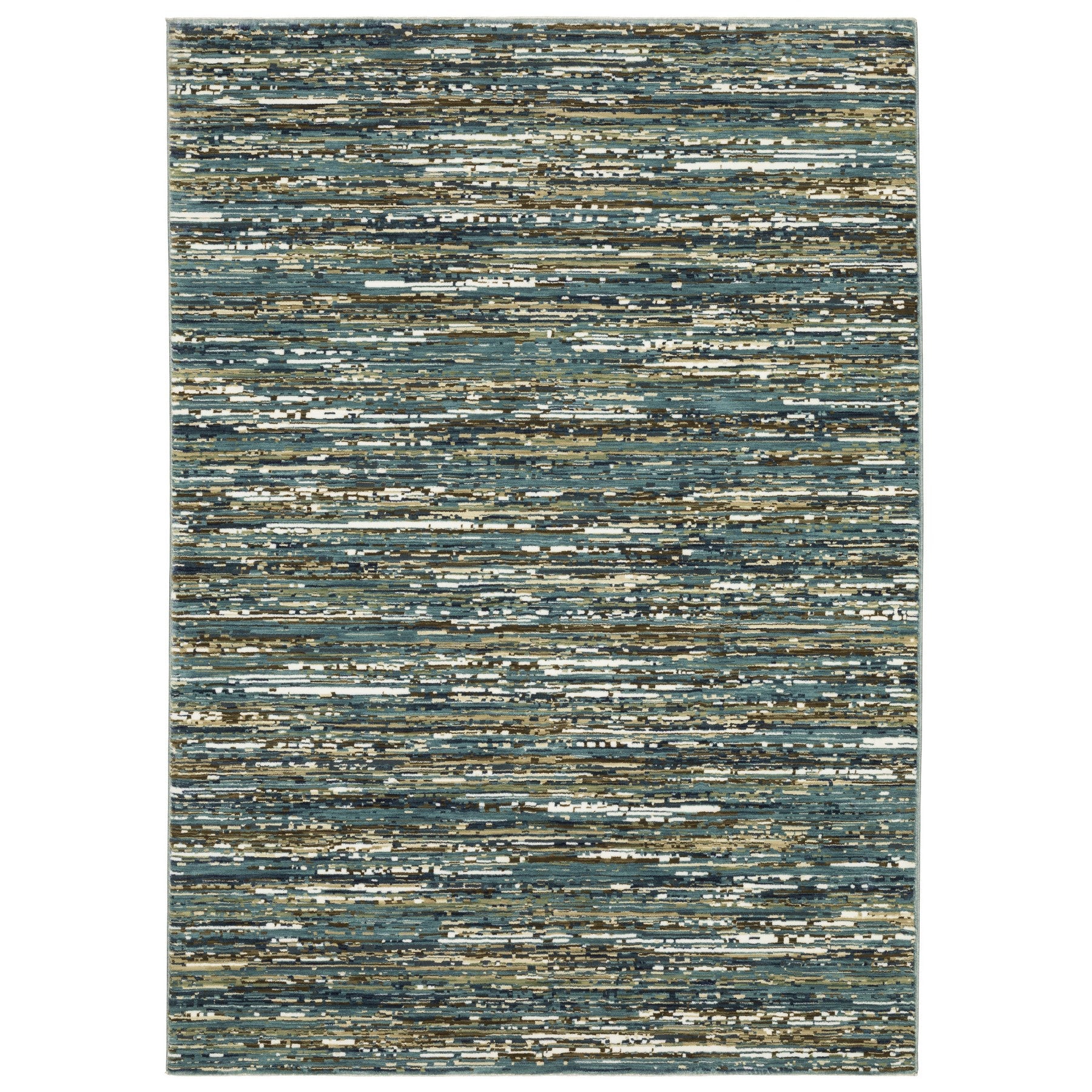 10' X 13' Blue Brown And Ivory Striped Area Rug - Home & Garden