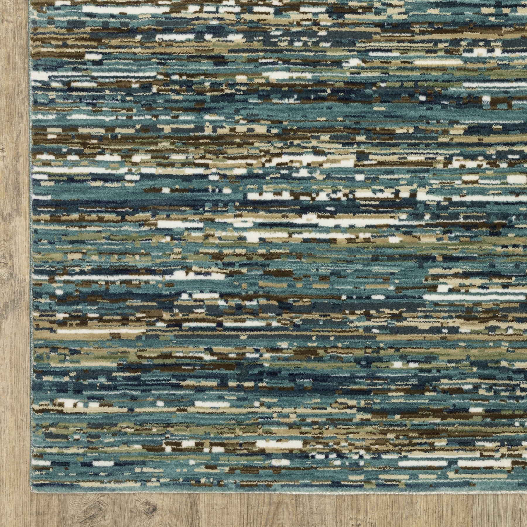 10' X 13' Blue Brown And Ivory Striped Area Rug - Home & Garden