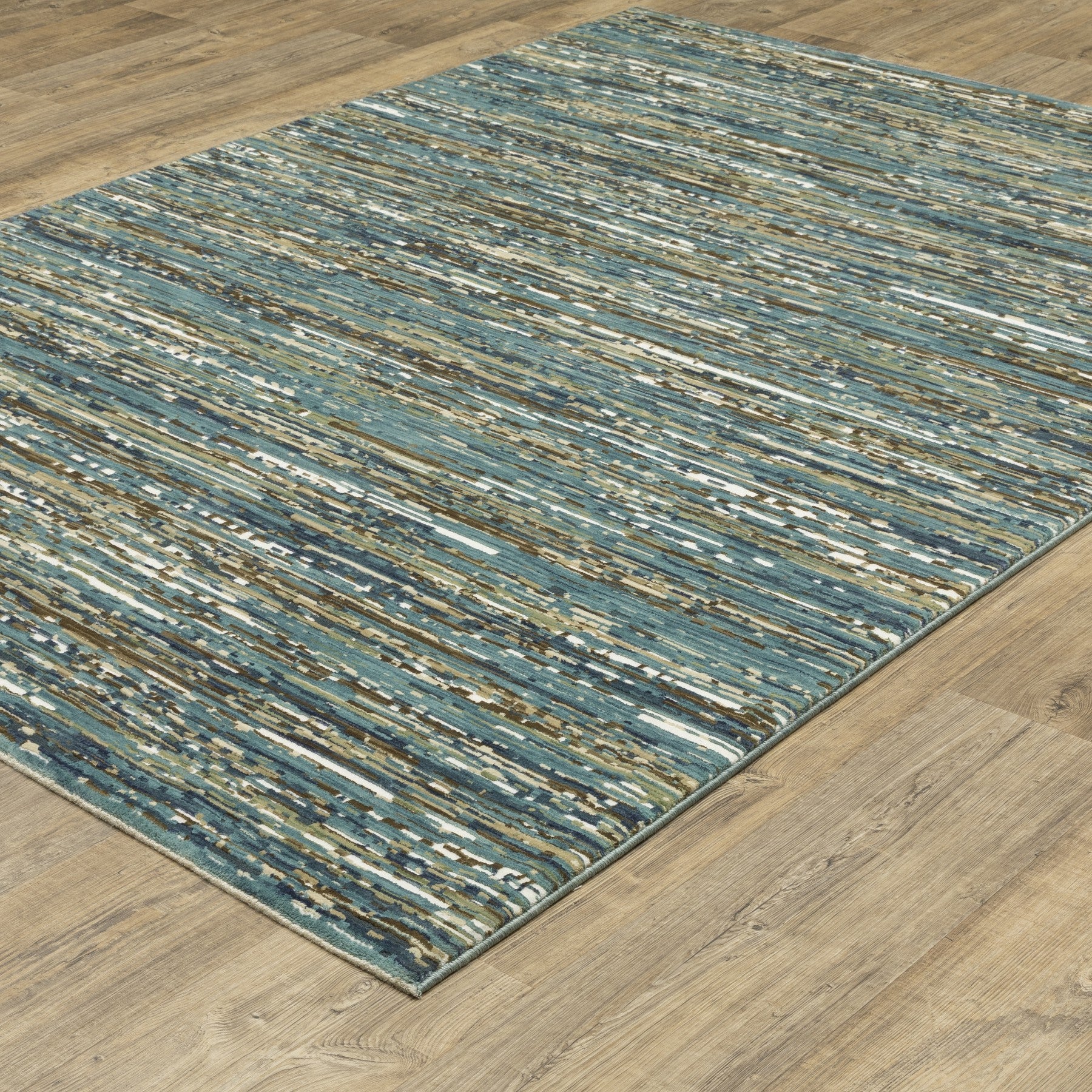 10' X 13' Blue Brown And Ivory Striped Area Rug - Home & Garden